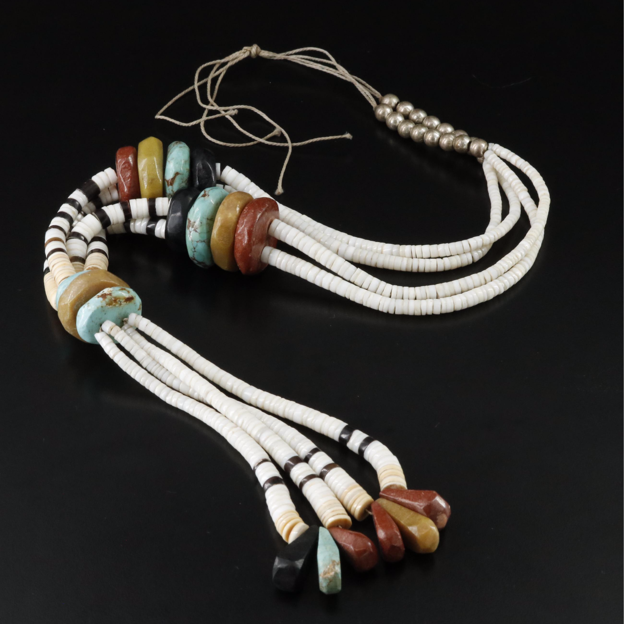 Southwestern Shell, Turquoise and Gemstone Necklace
