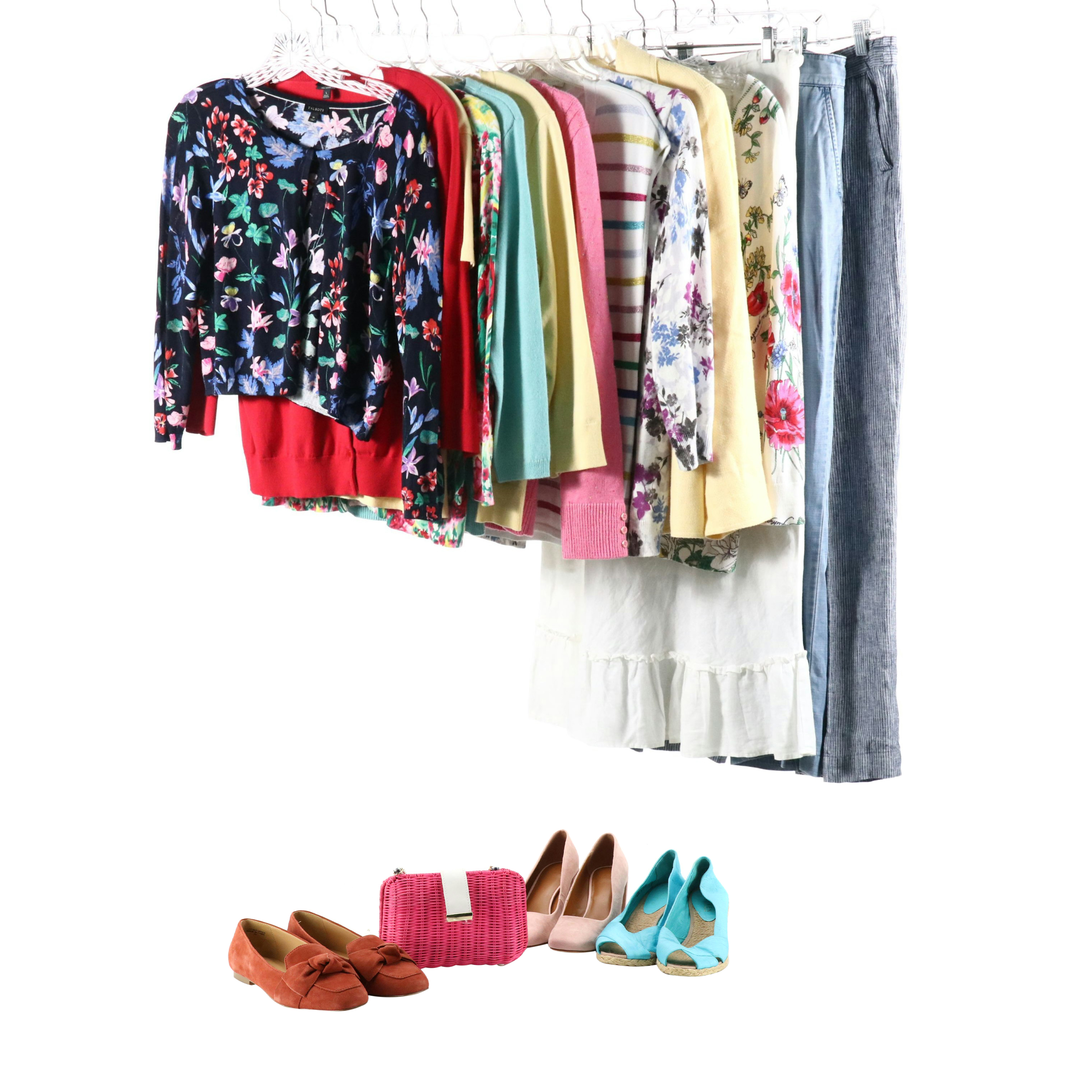 Floral Capsule Wardrobe With Talbots Cardigan, Other Linen Maxi Skirt & More