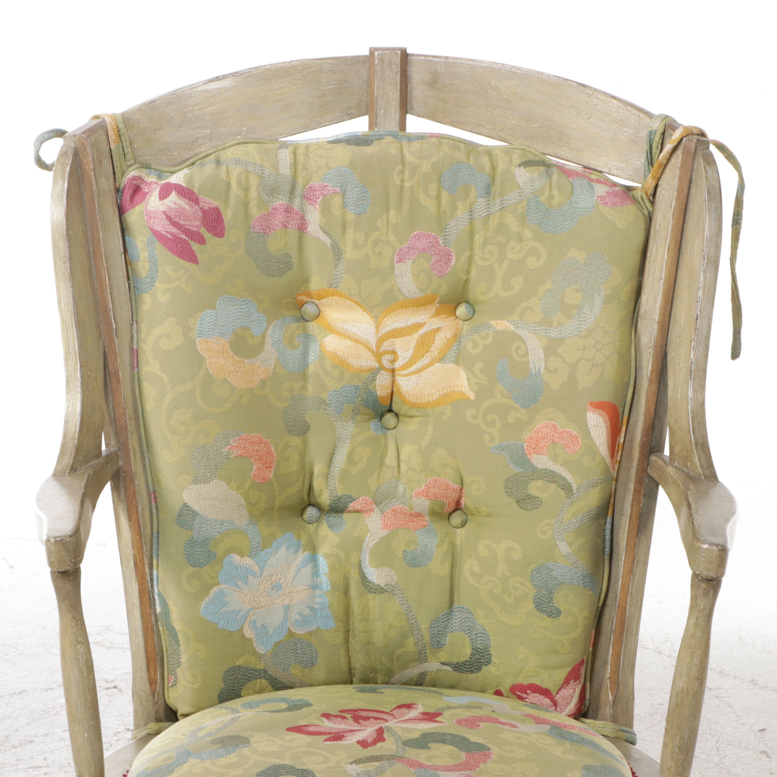 Pair of Rustic Painted Wood Highback Armchair