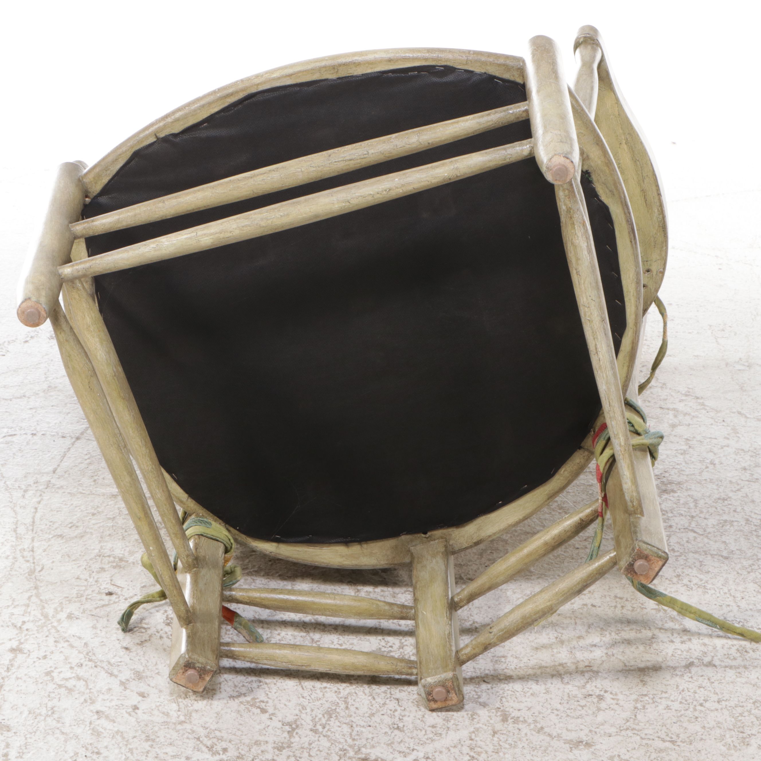 Pair of Rustic Painted Wood Highback Armchair