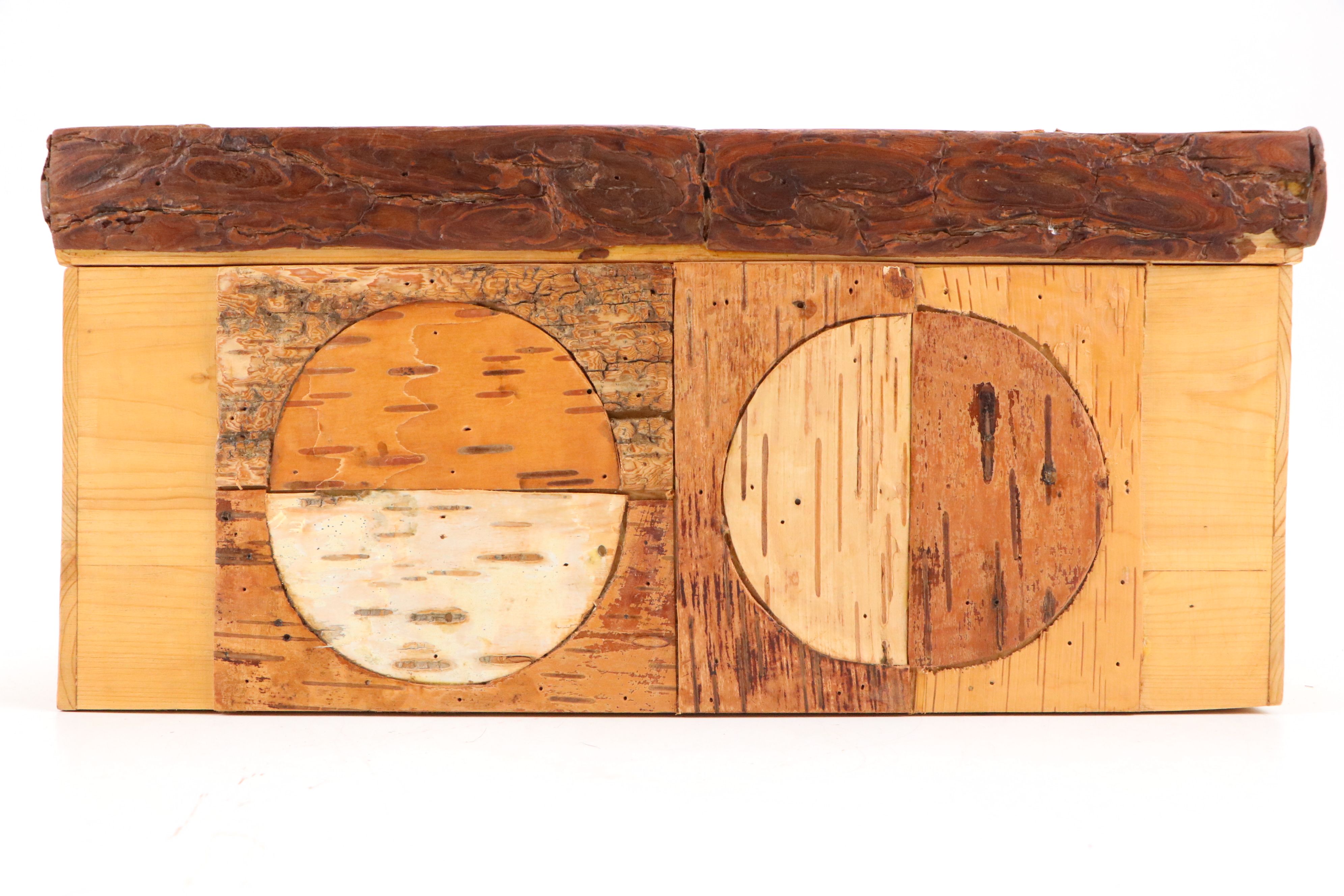 Robert Beaven Mixed Media Birch, Pine, Sycamore and Bone Inlay Sculptural Box