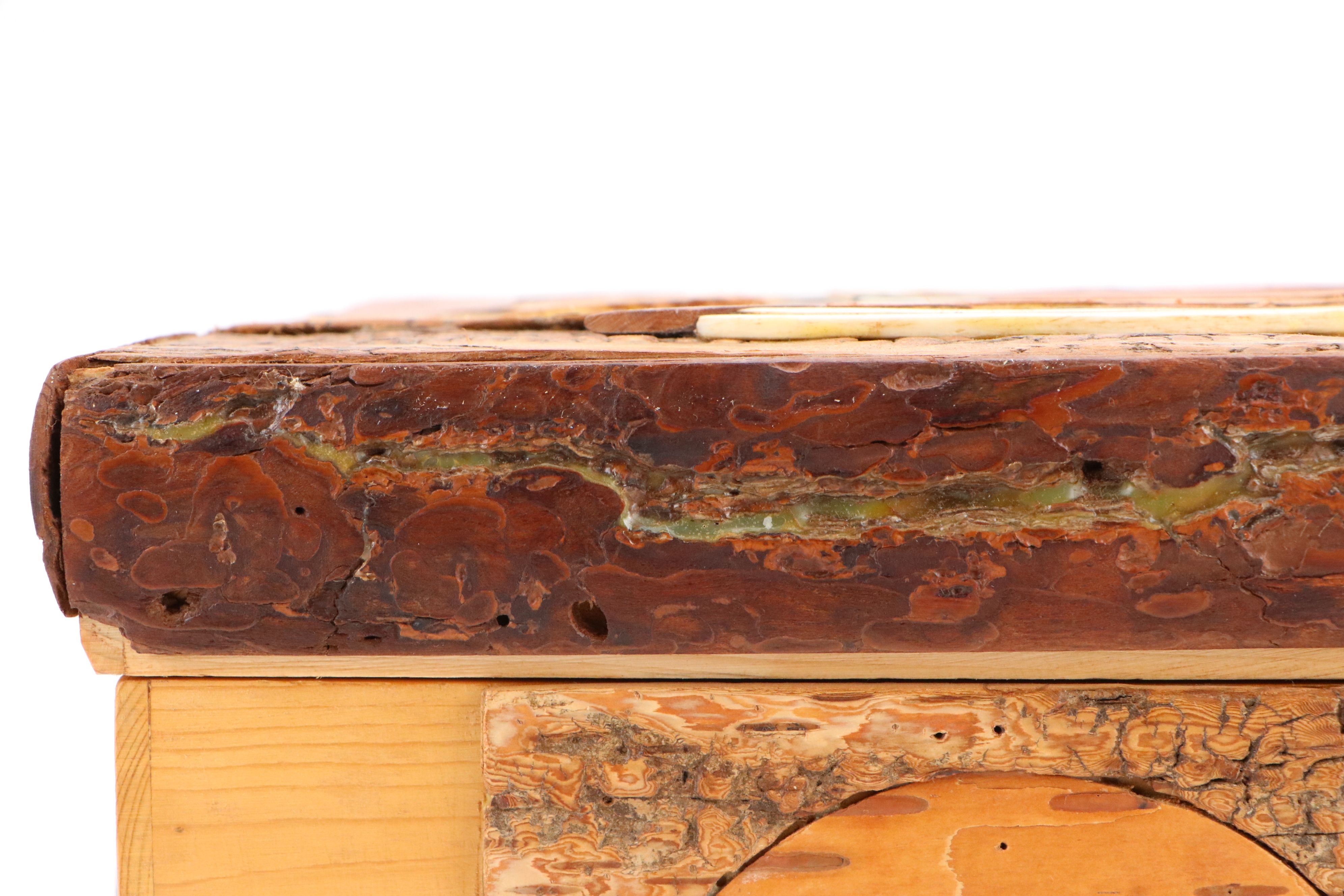 Robert Beaven Mixed Media Birch, Pine, Sycamore and Bone Inlay Sculptural Box