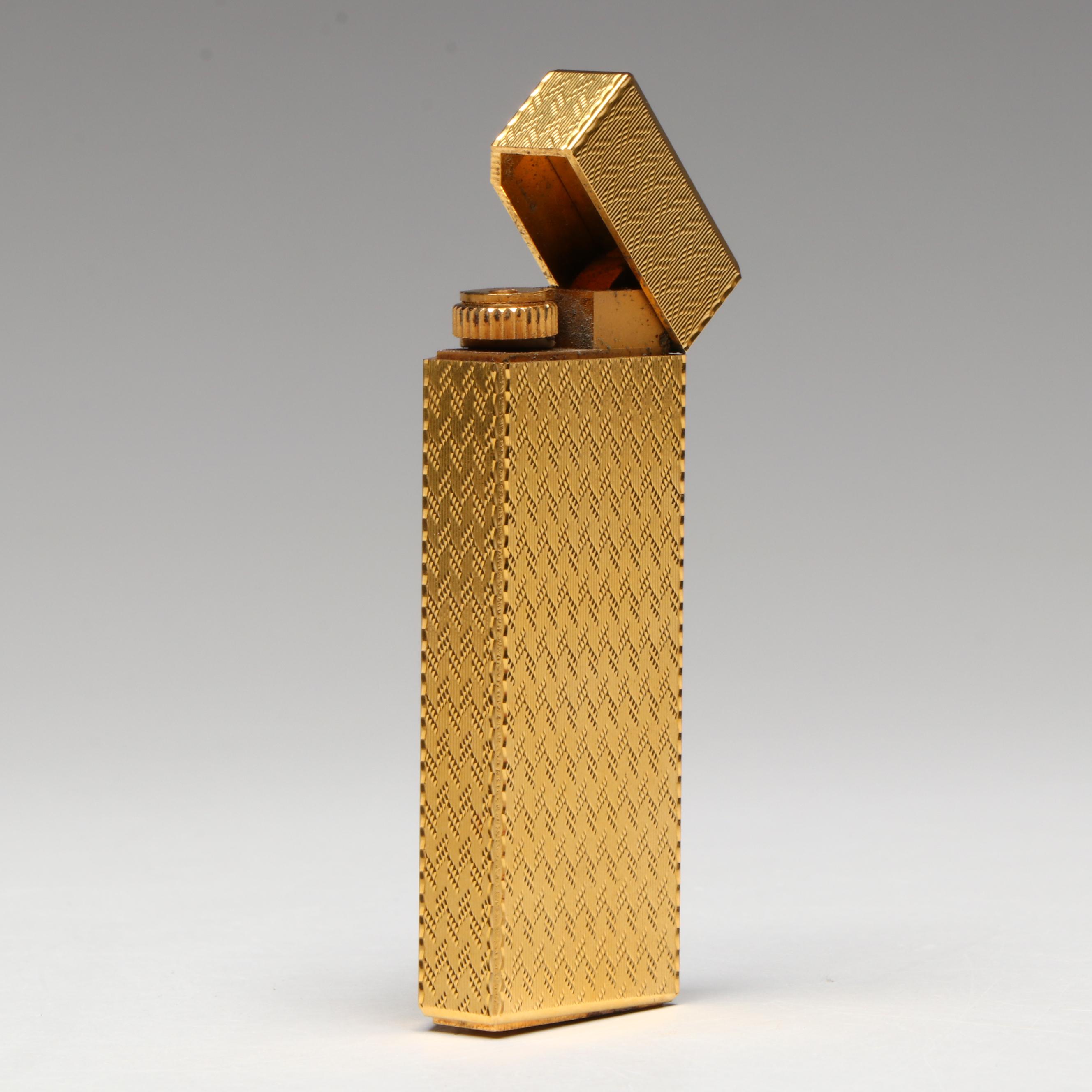 Cartier Paris Guilloché Etched Gold Plate Lighter