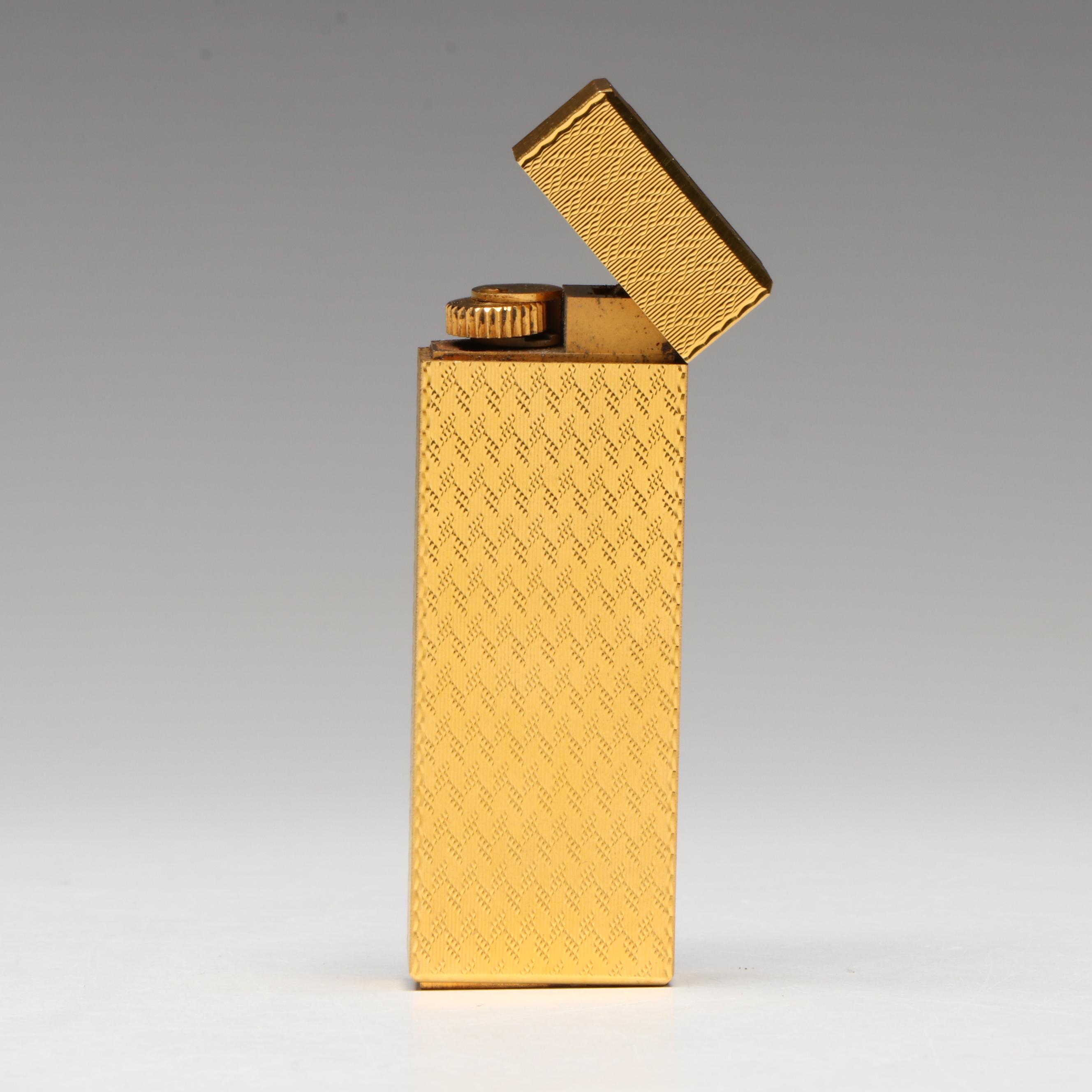 Cartier Paris Guilloché Etched Gold Plate Lighter