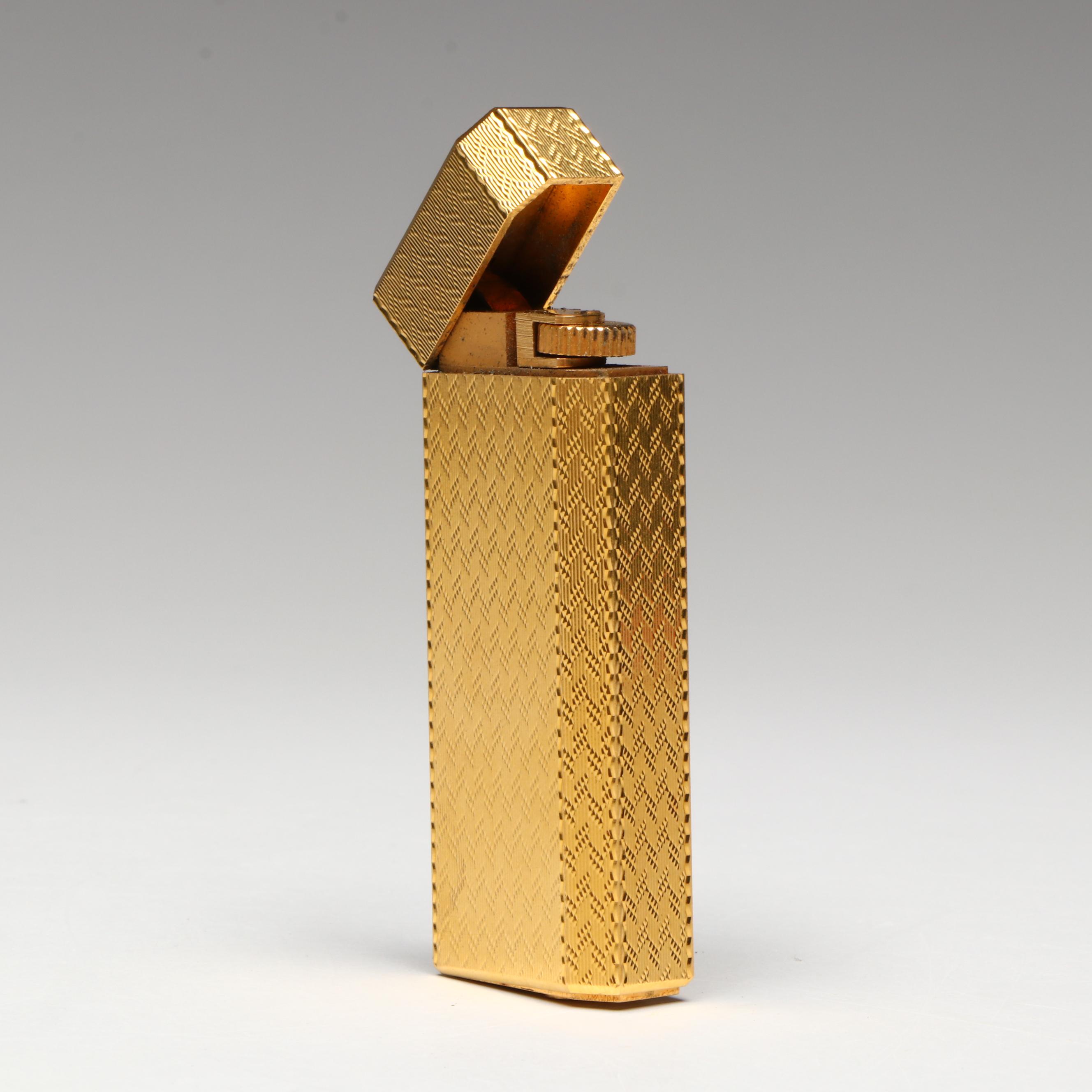 Cartier Paris Guilloché Etched Gold Plate Lighter