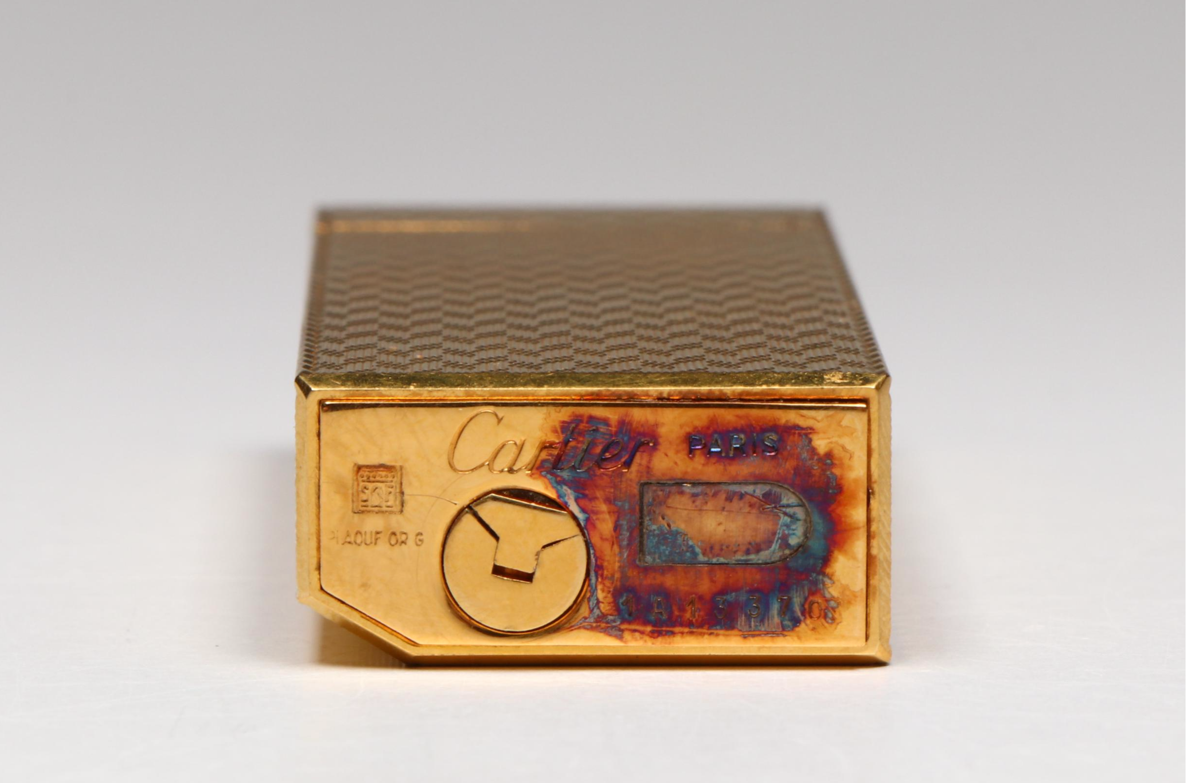 Cartier Paris Guilloché Etched Gold Plate Lighter