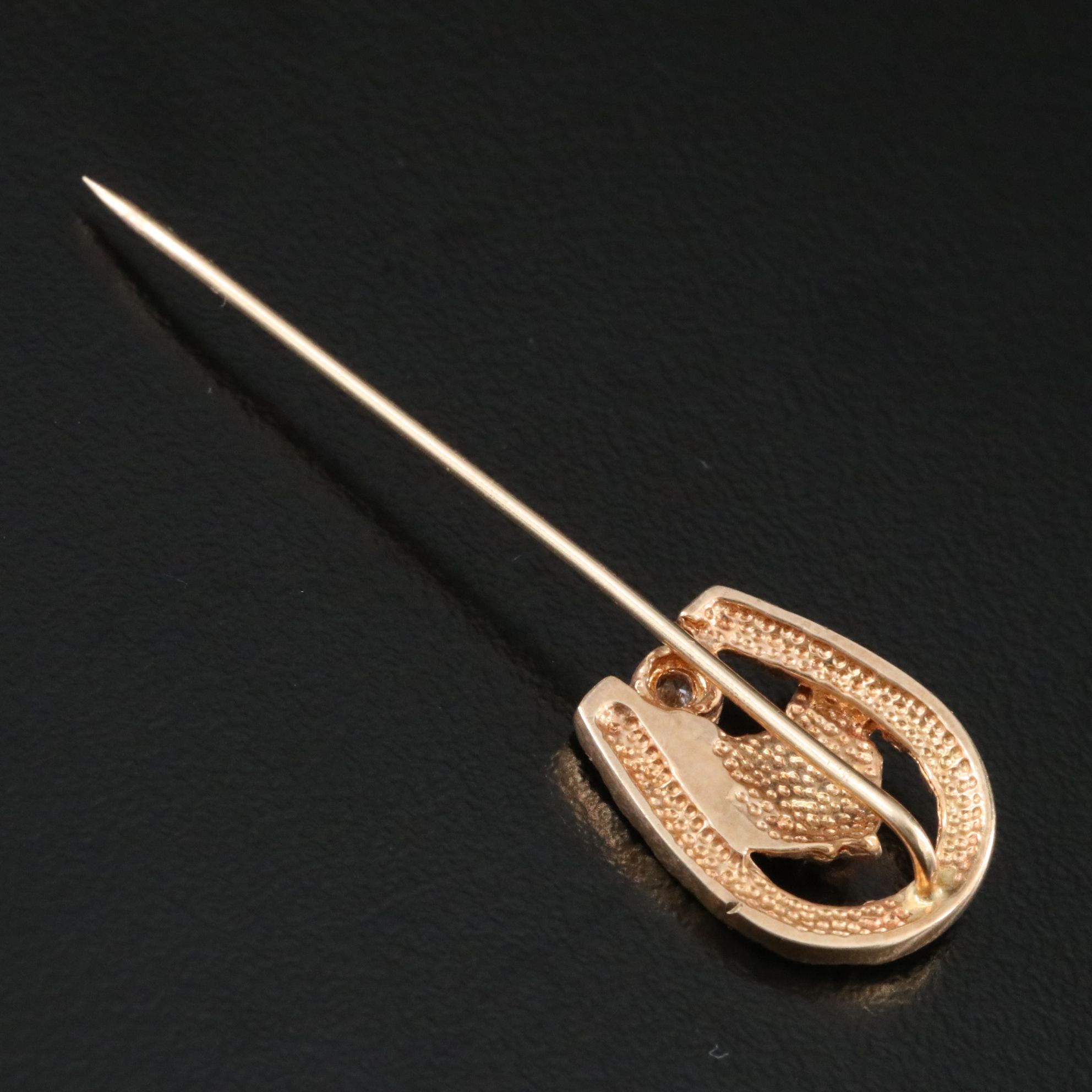 10K 0.04 CT Diamond Accented Horse and Horseshoe Stick Pin