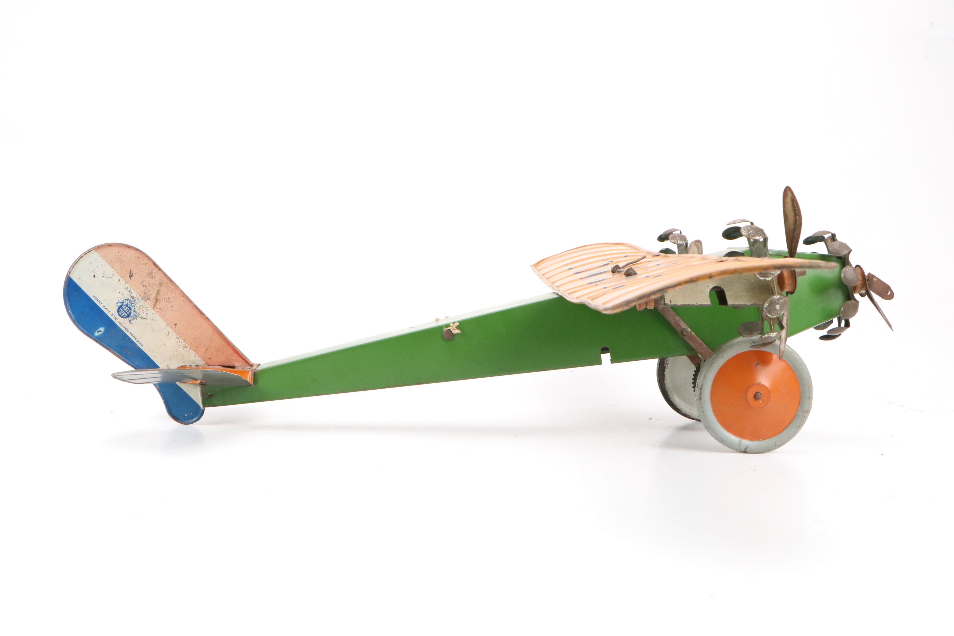 Henry Katz & Co. "The Commander" Tinplate Toy Airplane, Early 20th Century