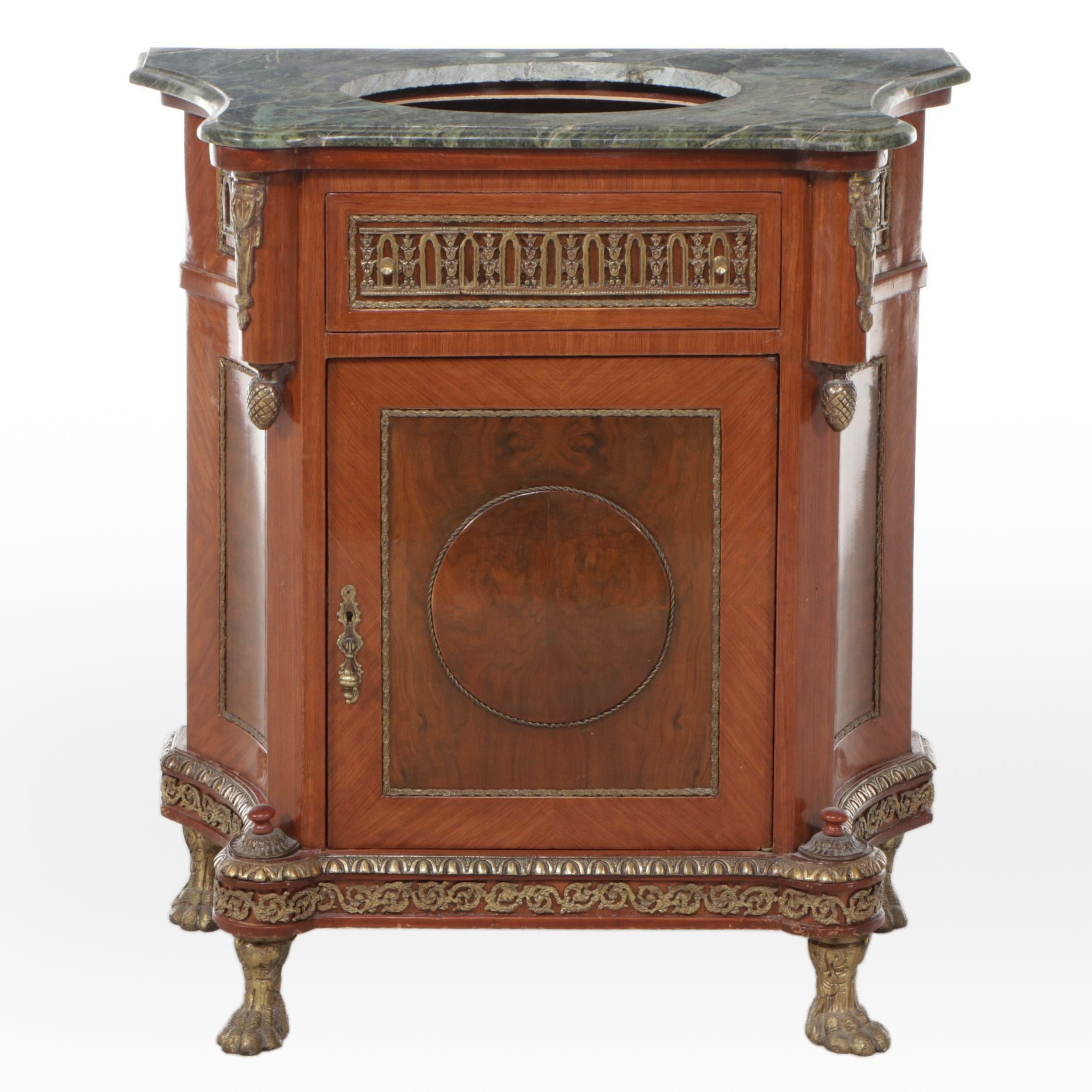 Louis XVI Style Washstand with Green Marble Top