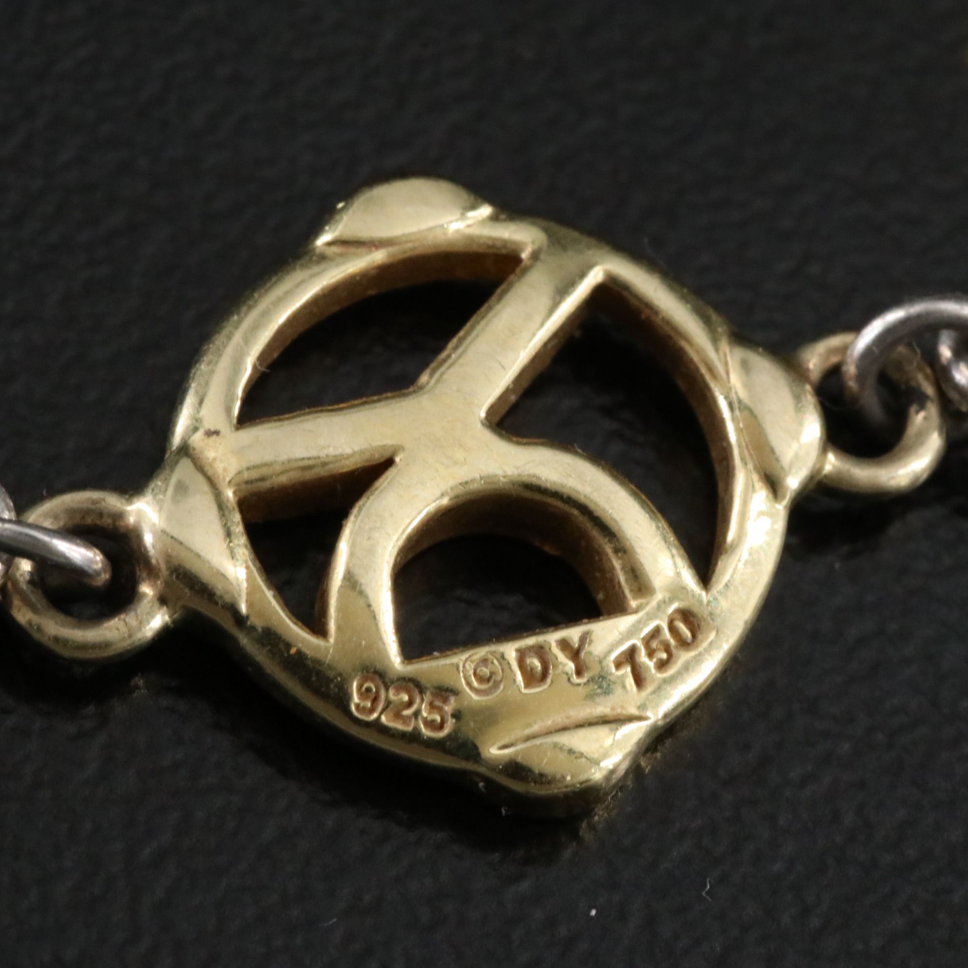 David Yurman DY Logo Sterling and 18K Drop Earrings