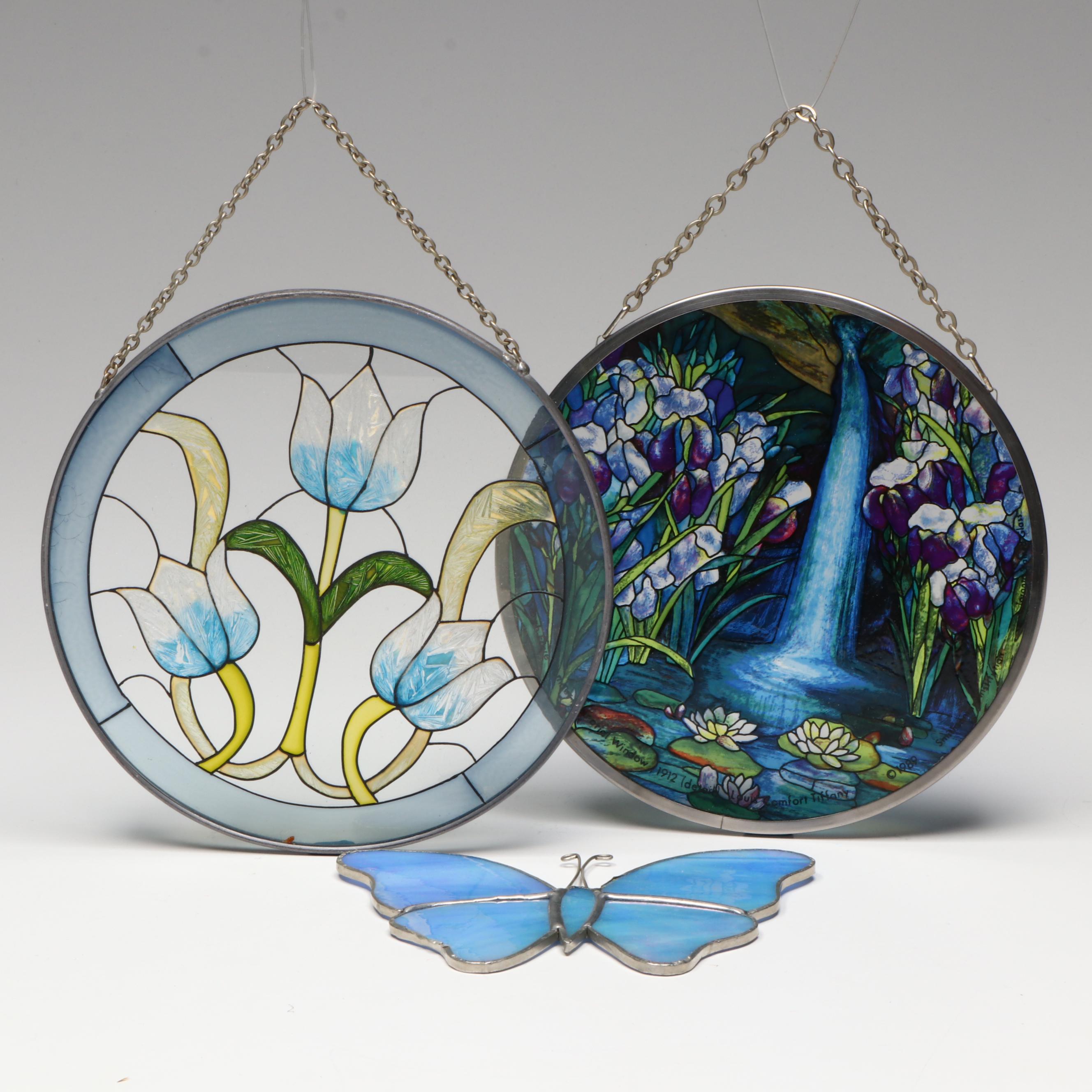 Printed Stained Glass After Louis Comfort Tiffany with Other Stained Glass