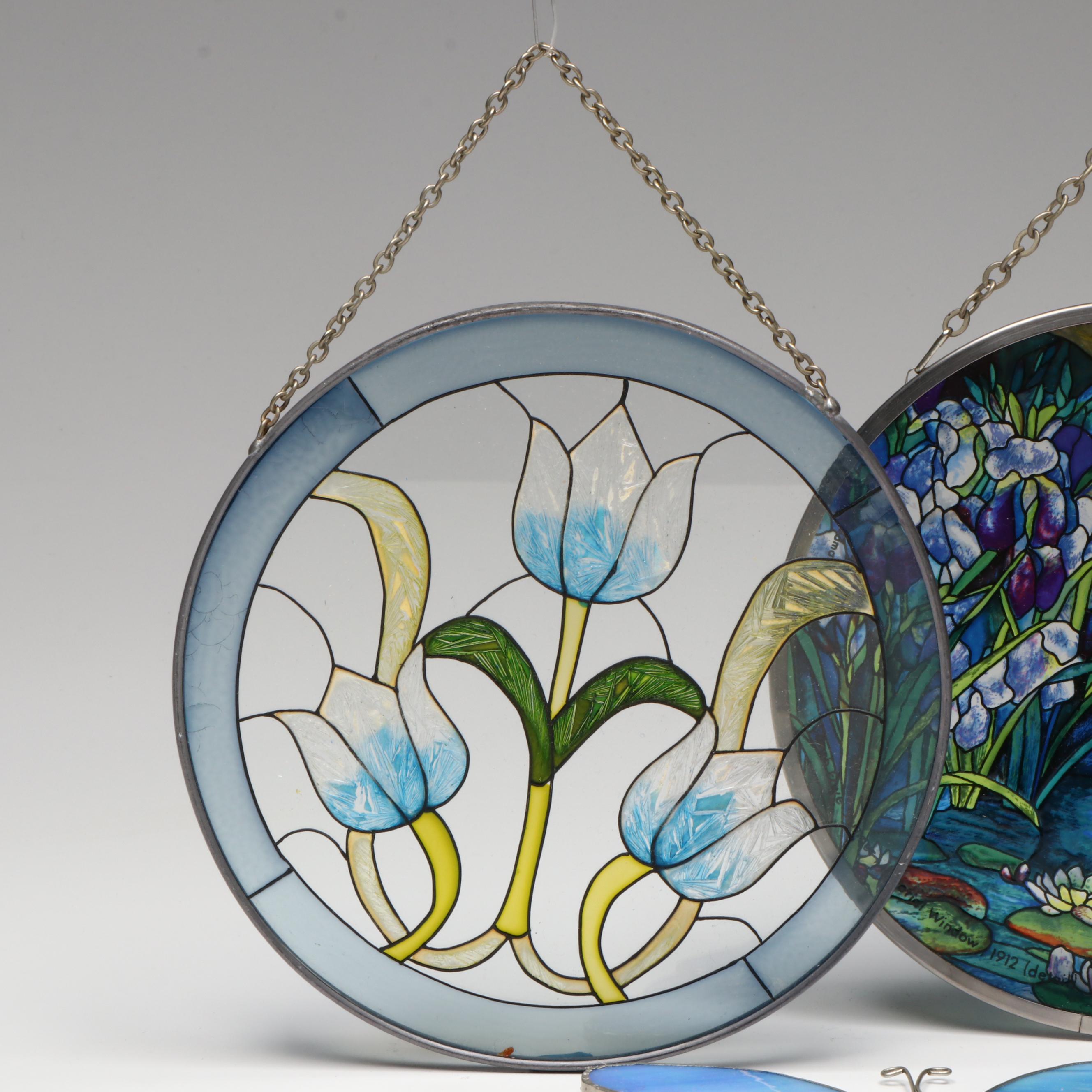 Printed Stained Glass After Louis Comfort Tiffany with Other Stained Glass