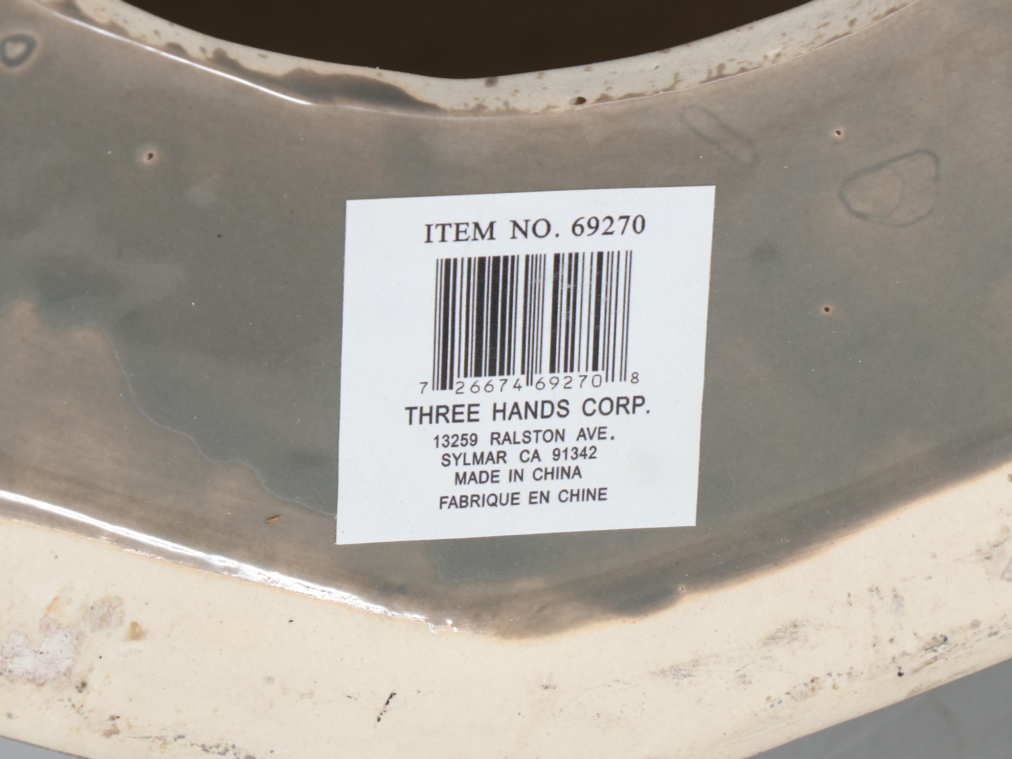 Contemporary Three Hands Glazed Ceramic Garden Stool