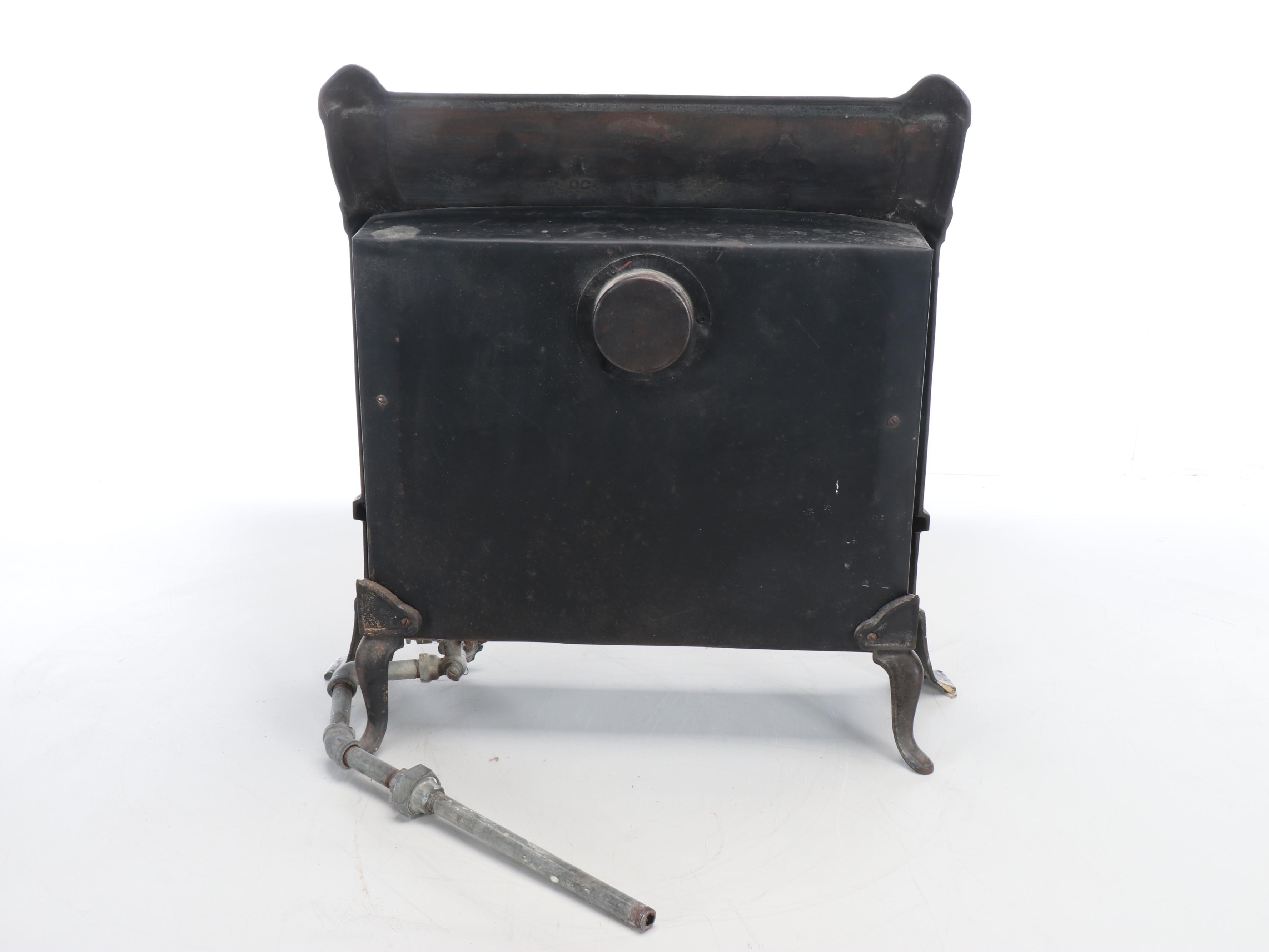 Victorian Copper Clad Cast Iron & Ceramic Gas Heater, Antique