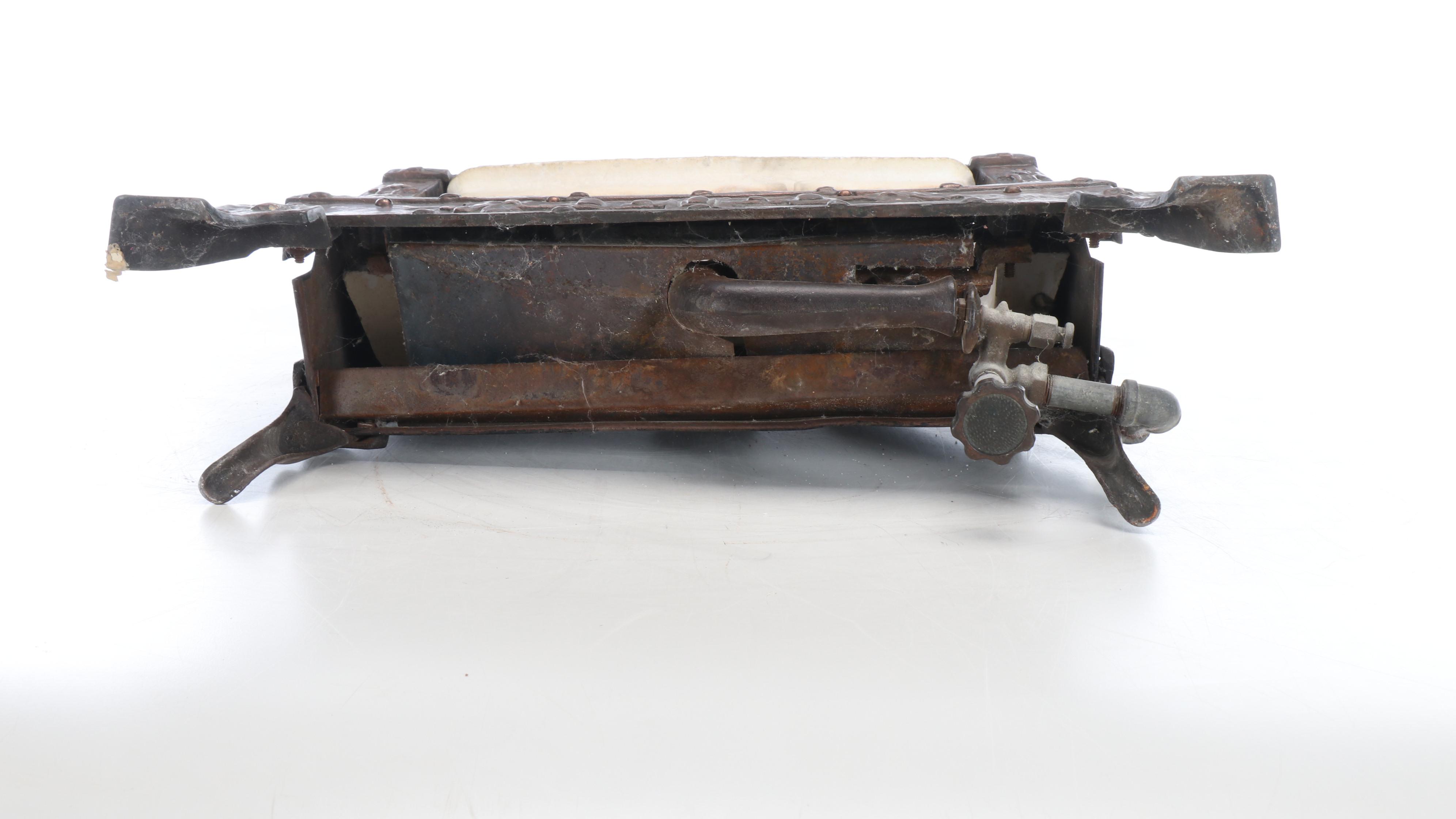 Victorian Copper Clad Cast Iron & Ceramic Gas Heater, Antique