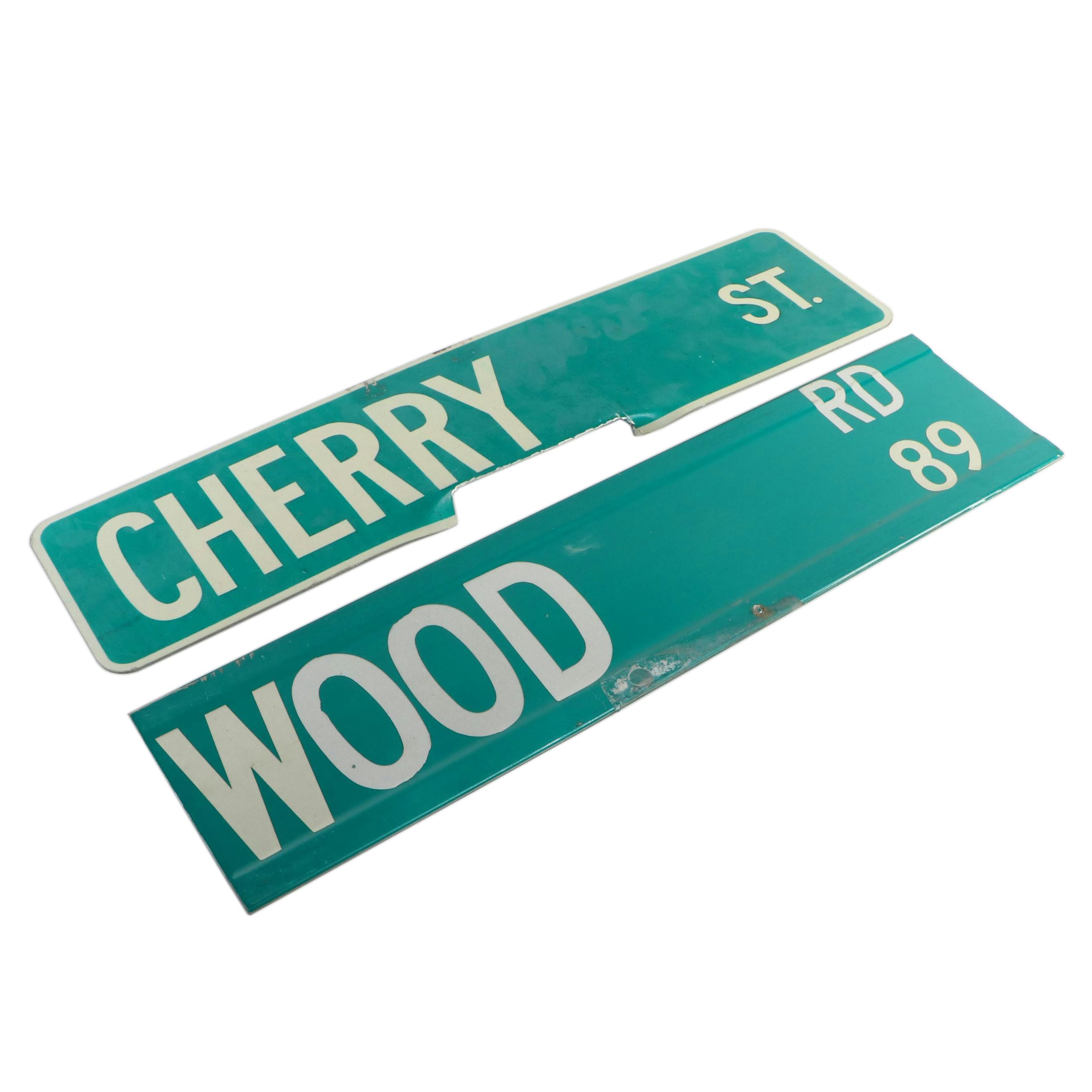 Cherry Street and Wood Road Metal Street Signs