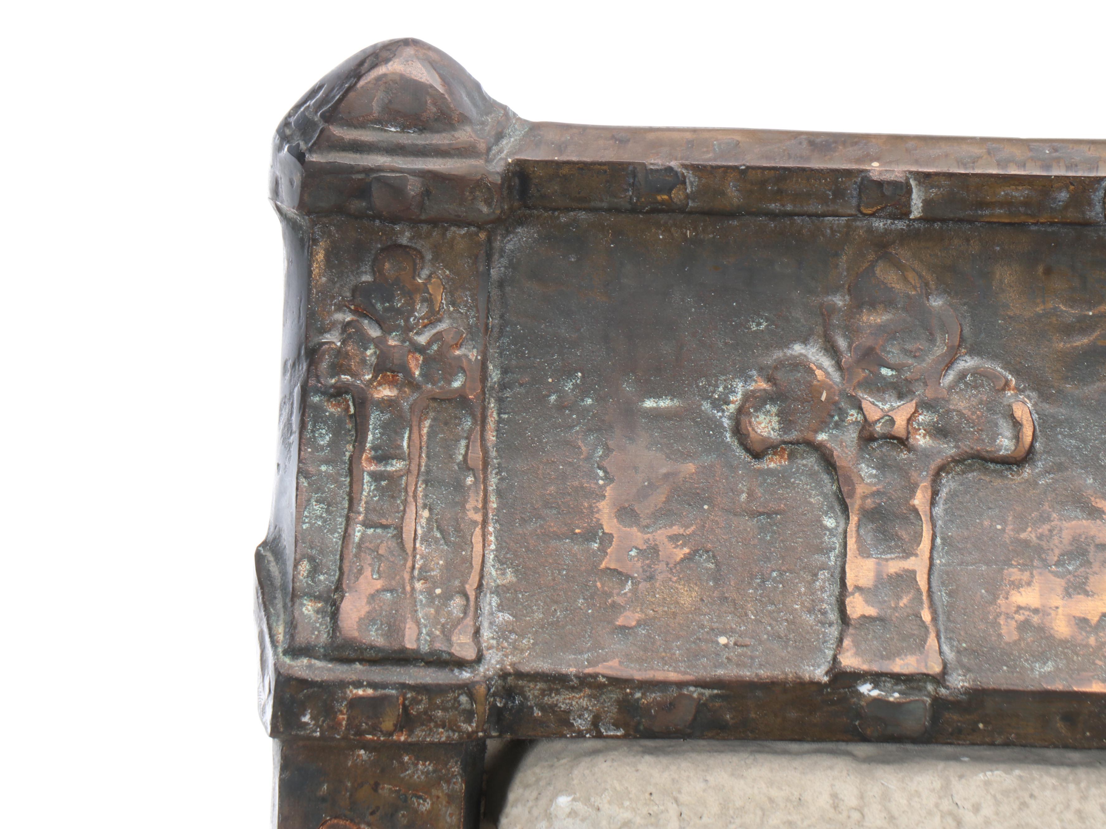 Victorian Copper Clad Cast Iron & Ceramic Gas Heater, Antique