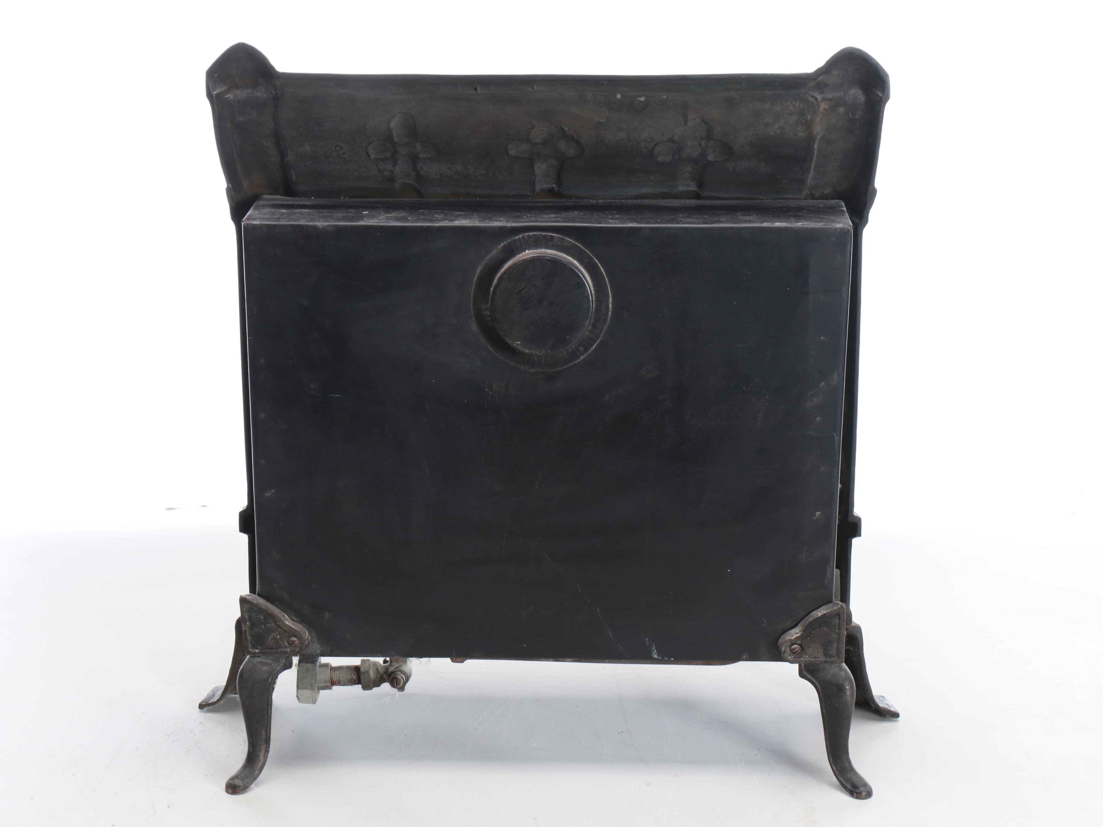 Victorian Copper Clad Cast Iron & Ceramic Gas Heater, Antique