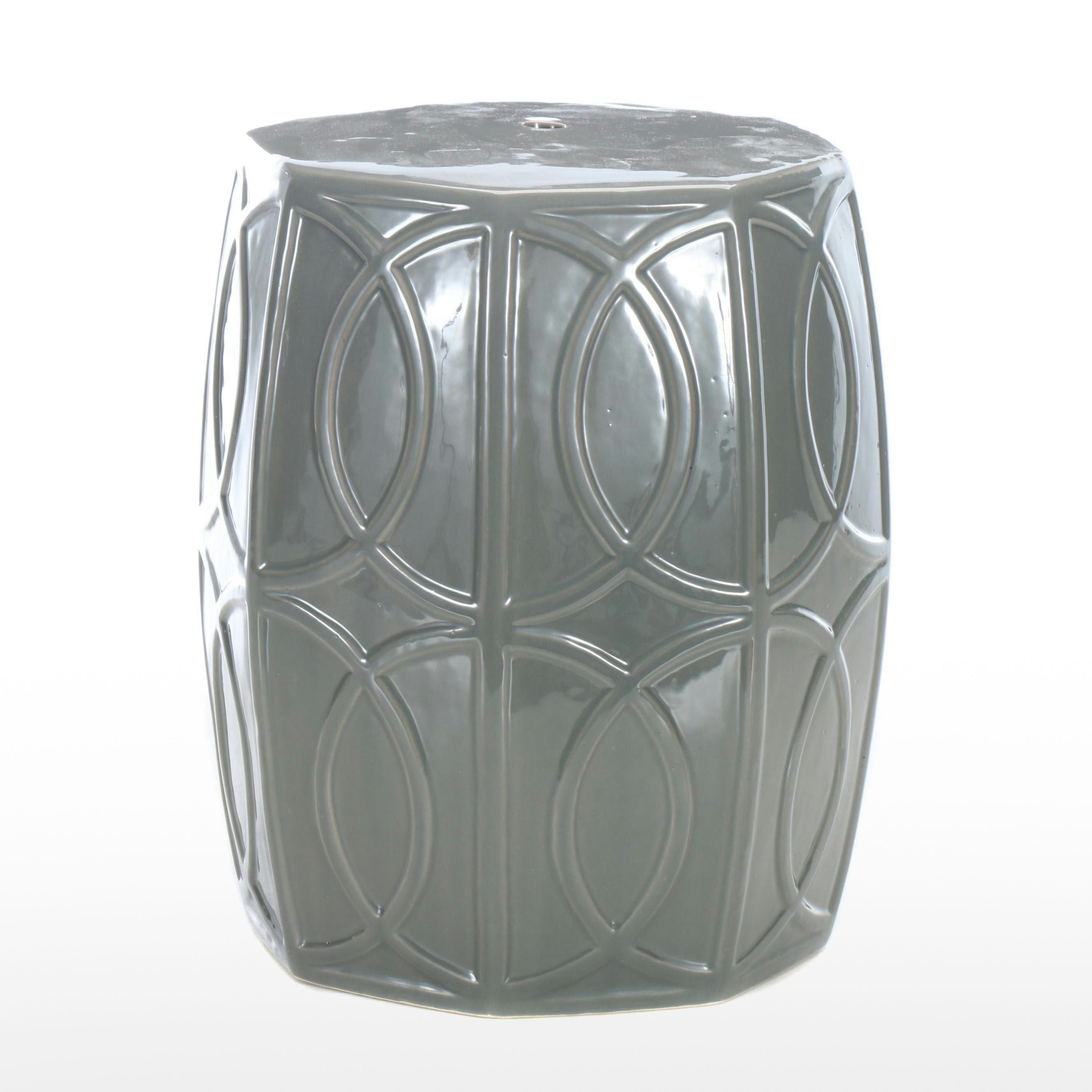 Contemporary Three Hands Glazed Ceramic Garden Stool