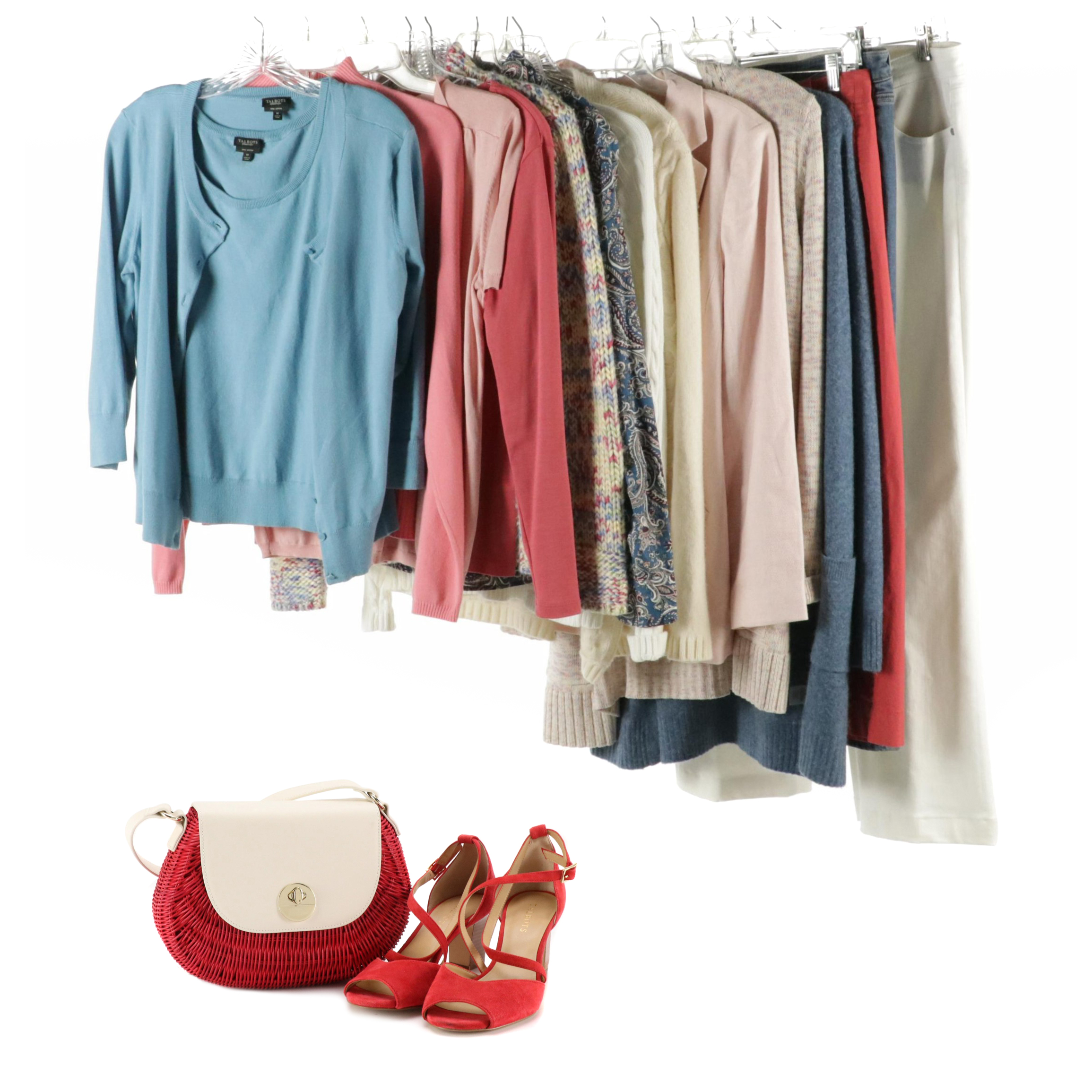 Cozy Casual Pastel Capsule Wardrobe Featuring Knit Sweaters, Denim Jeans, More