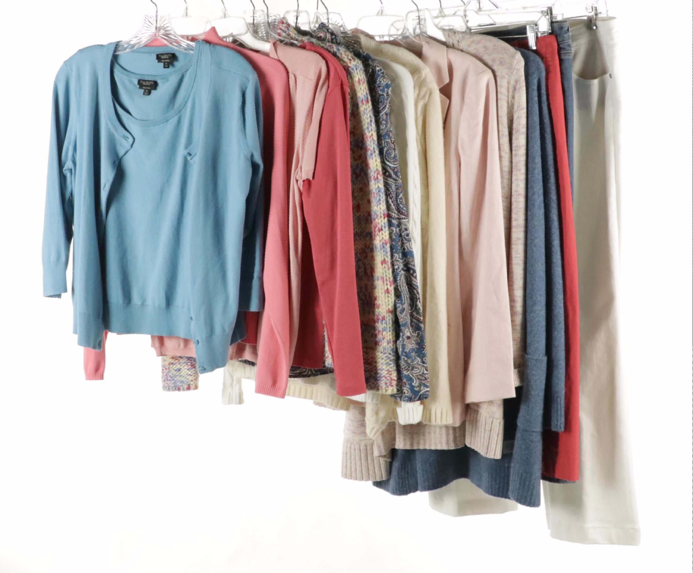 Cozy Casual Pastel Capsule Wardrobe Featuring Knit Sweaters, Denim Jeans, More