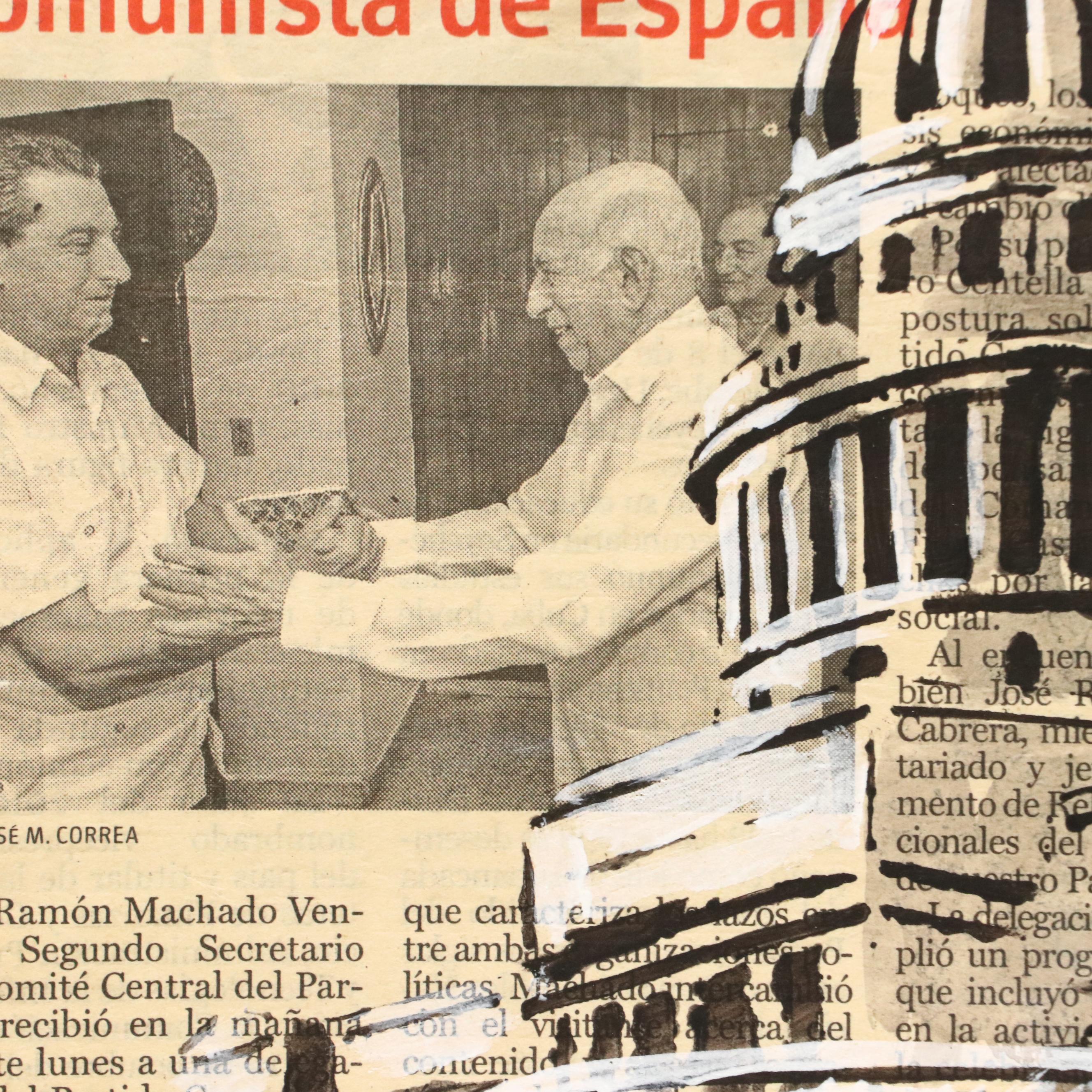 Cuban Cityscape Mixed Media Painting, Late 20th/21st Century