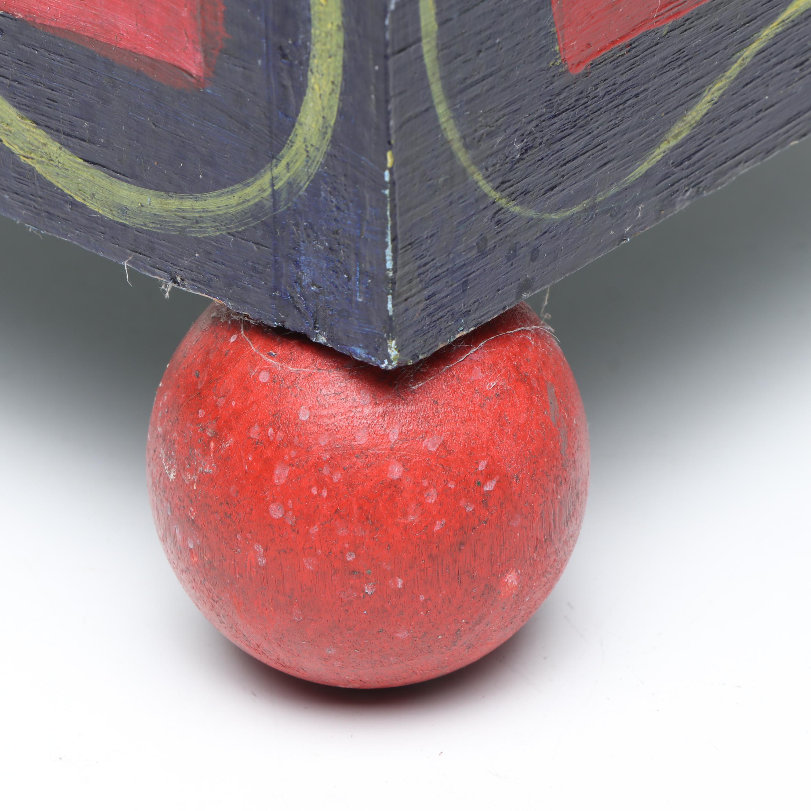 Vintage Hand-Painted Wood Planter