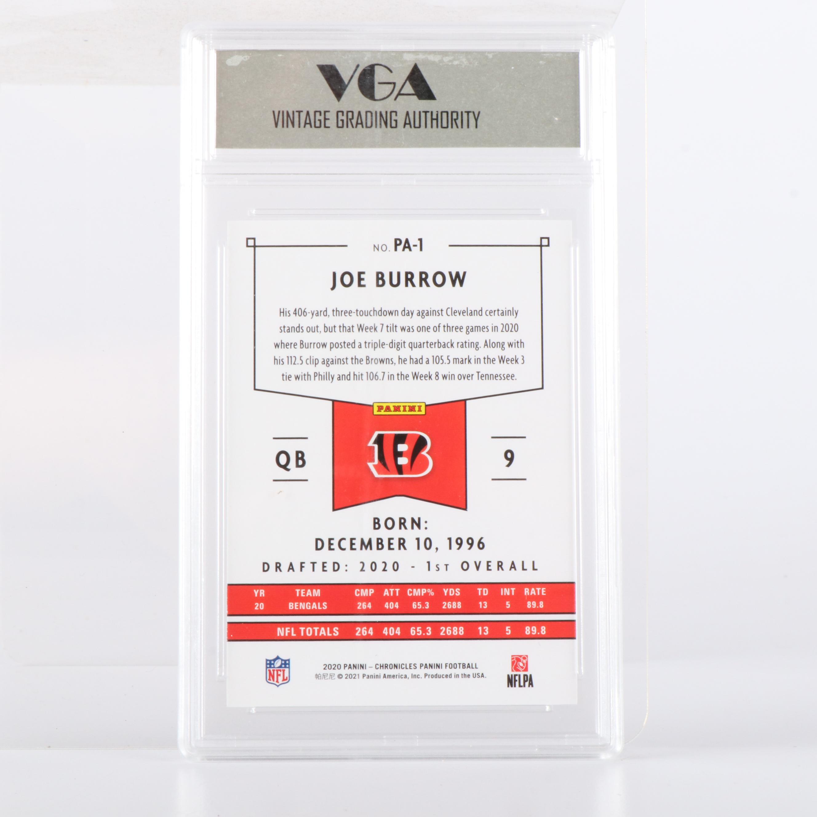 PSA, SGC, and BGS Graded Joe Burrow Rookie Football Cards with More