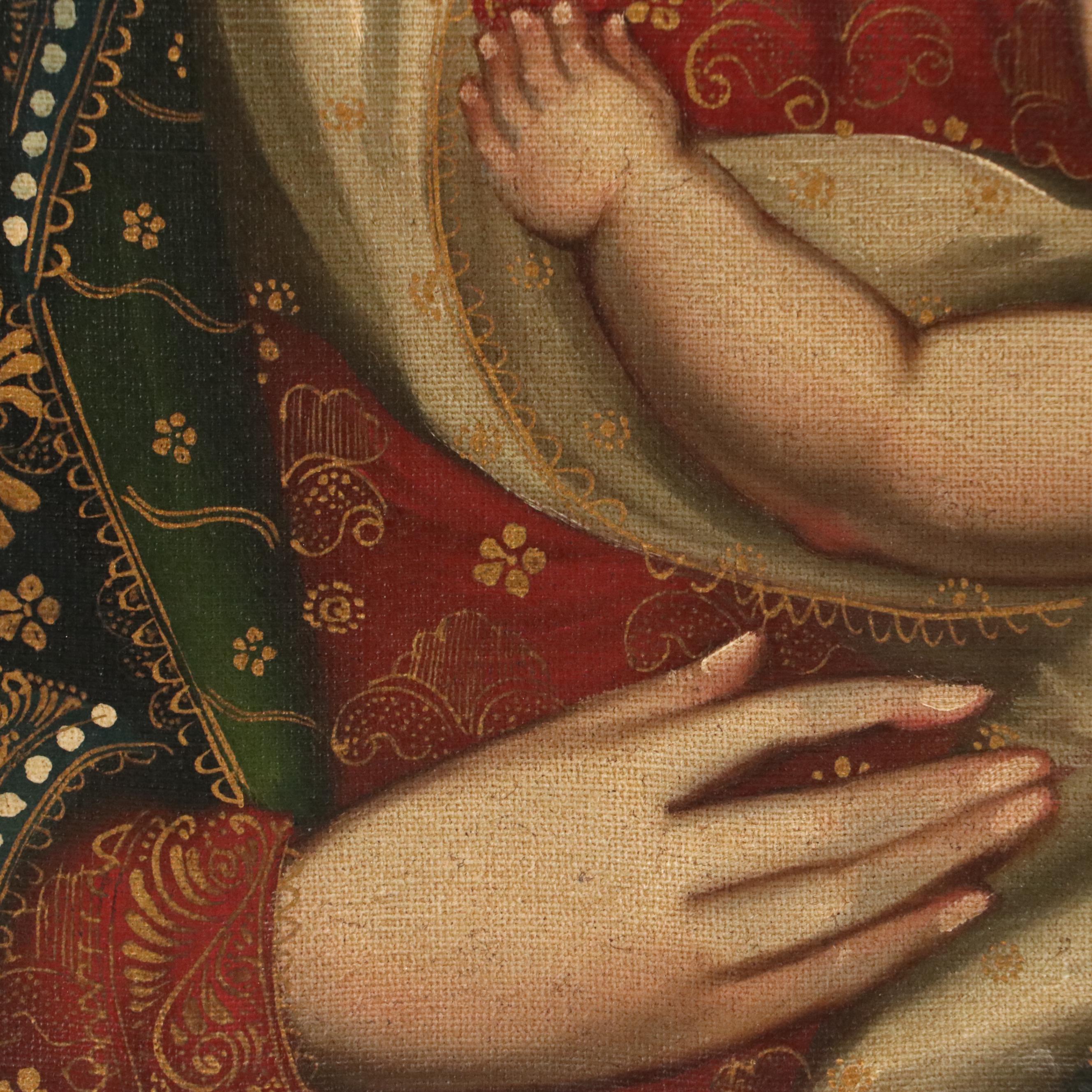 Cuzco School Style Oil Painting of Madonna and Child