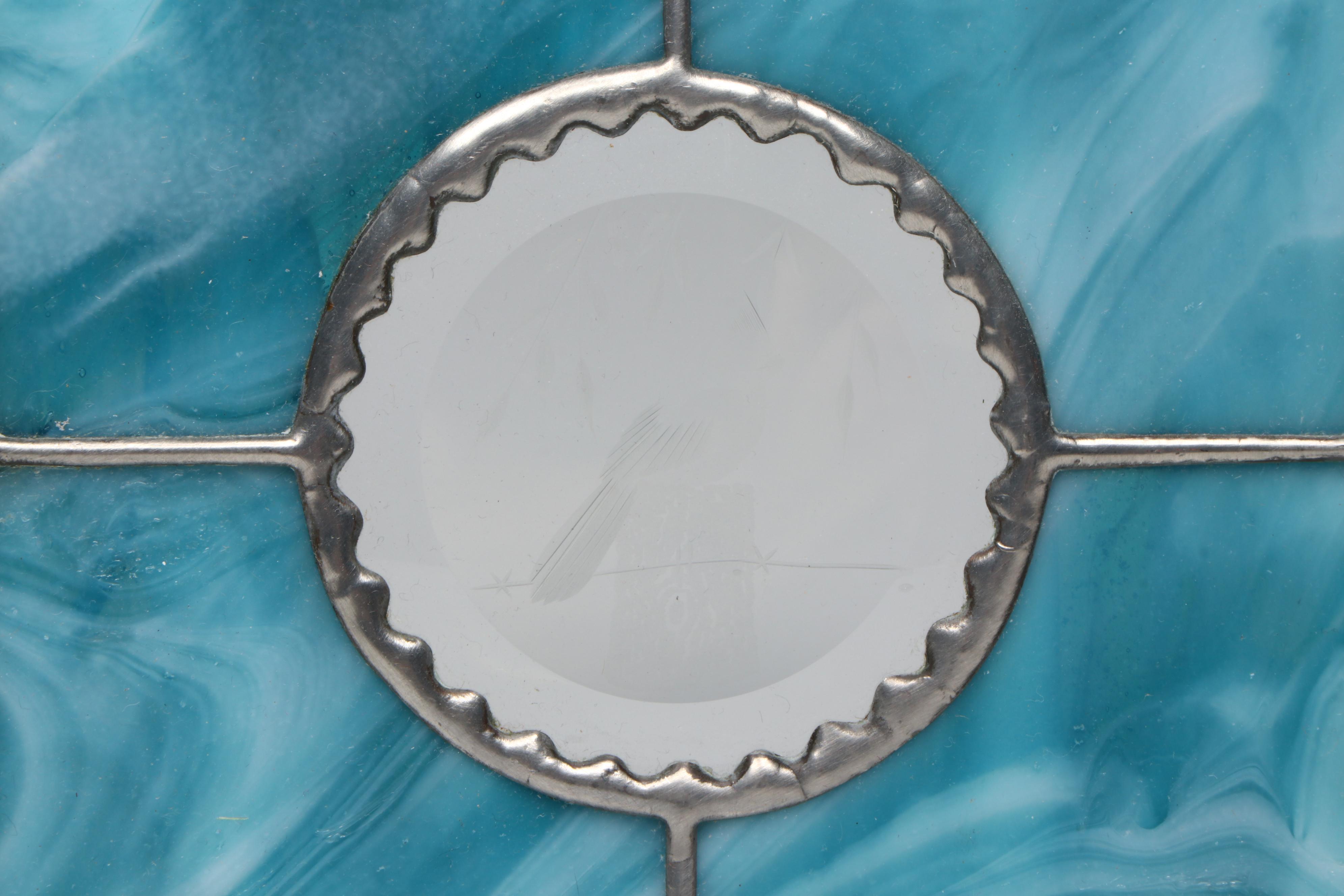 Blue and Clear Stained Glass Hanging Panels