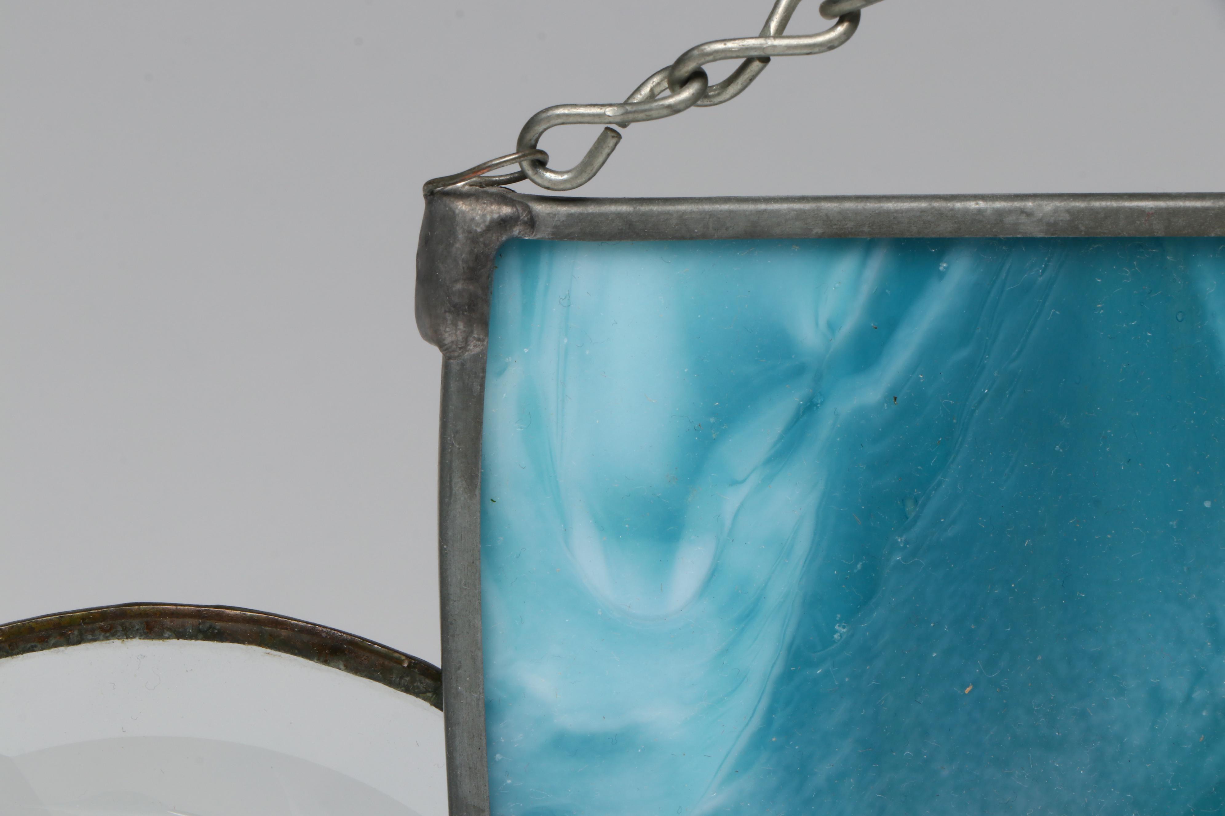 Blue and Clear Stained Glass Hanging Panels