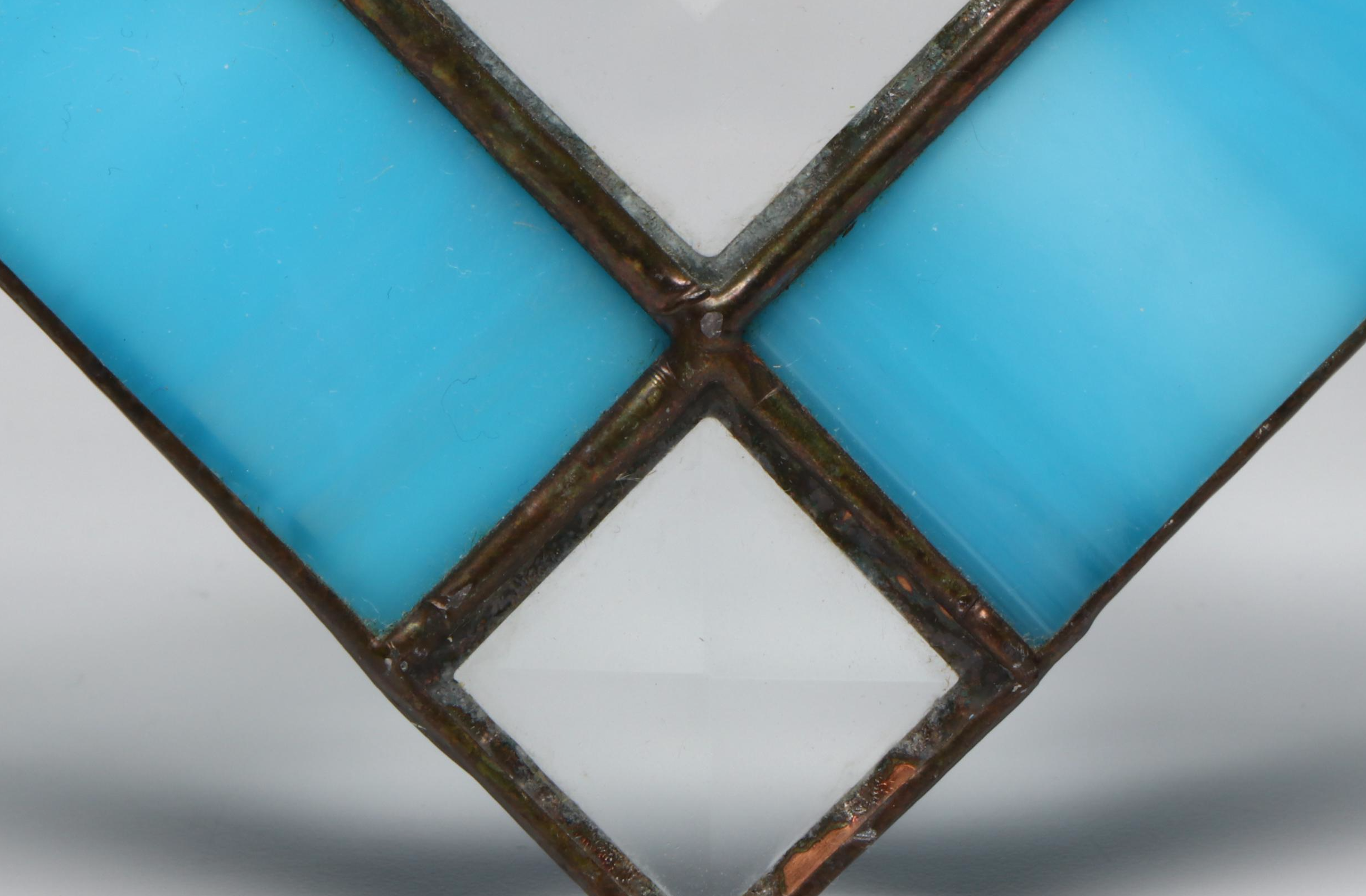 Blue and Clear Stained Glass Hanging Panels