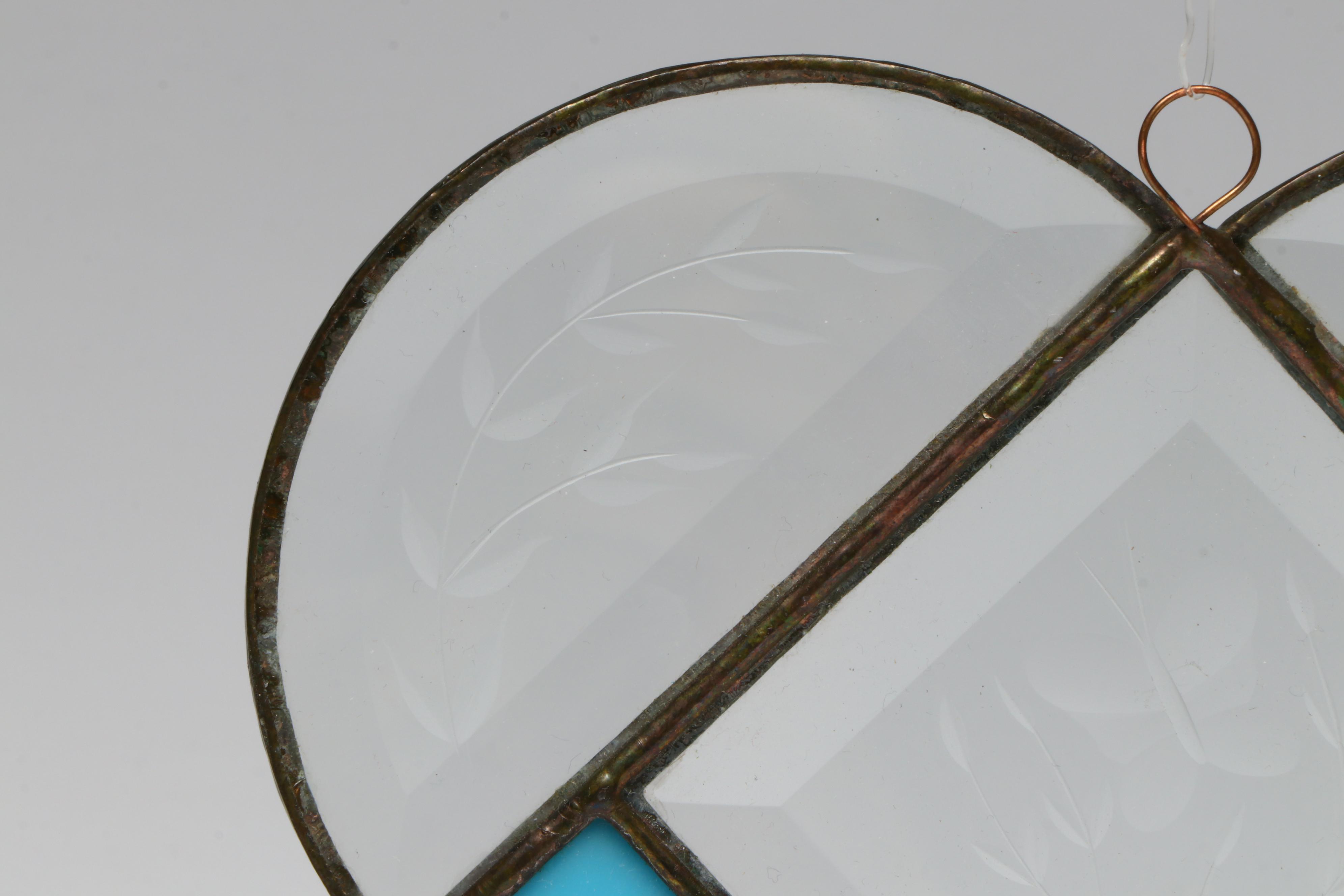 Blue and Clear Stained Glass Hanging Panels