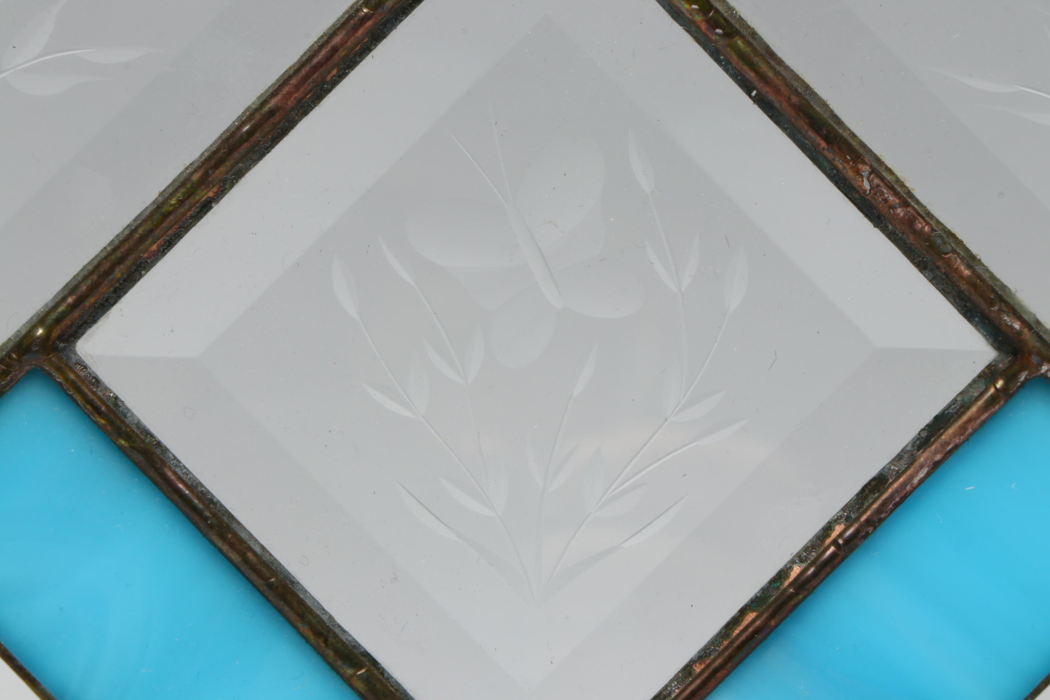 Blue and Clear Stained Glass Hanging Panels