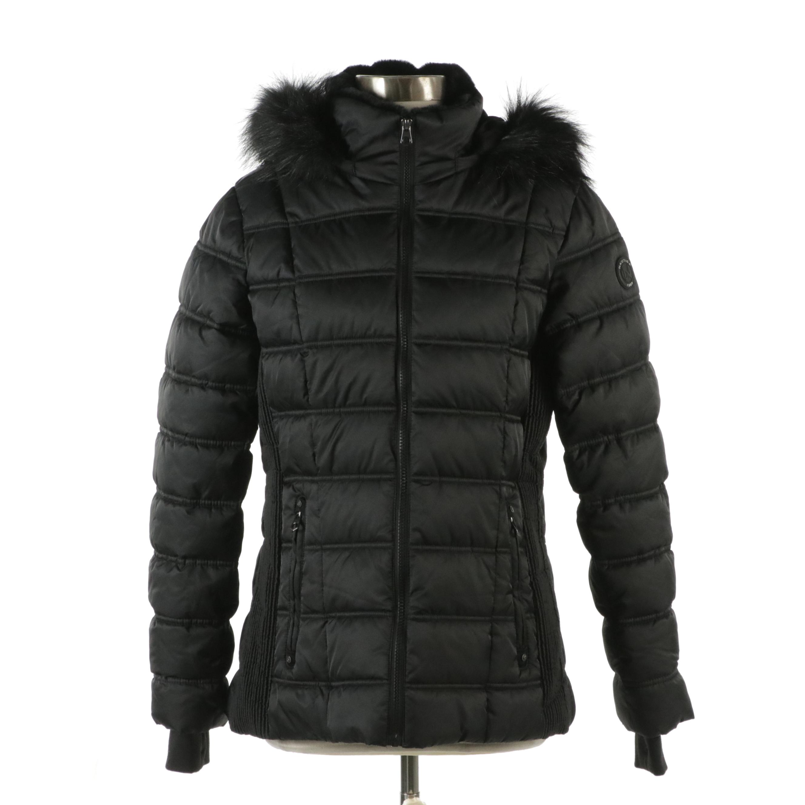 Nautica Hooded Puffer Jacket with Faux Fur Trim