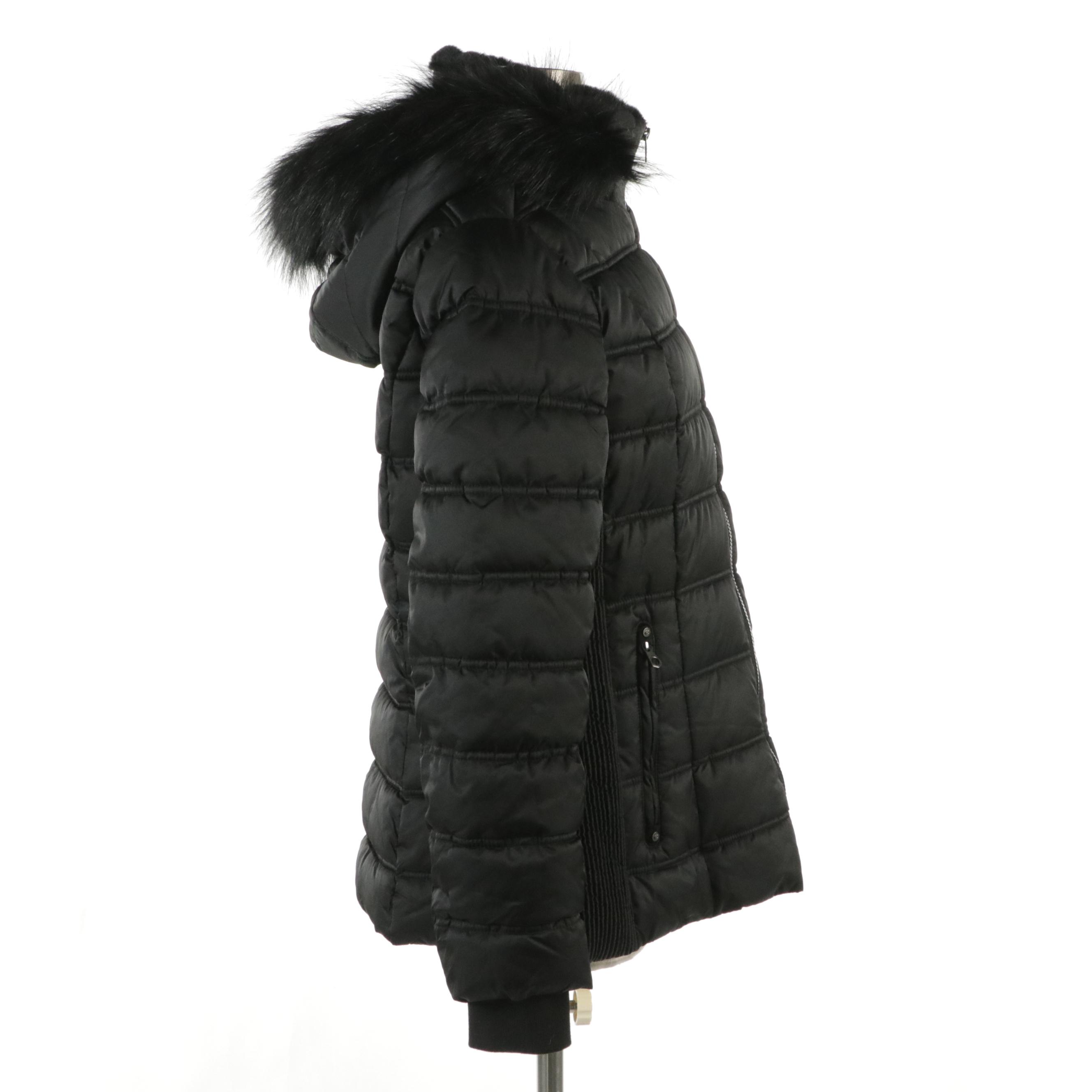 Nautica Hooded Puffer Jacket with Faux Fur Trim