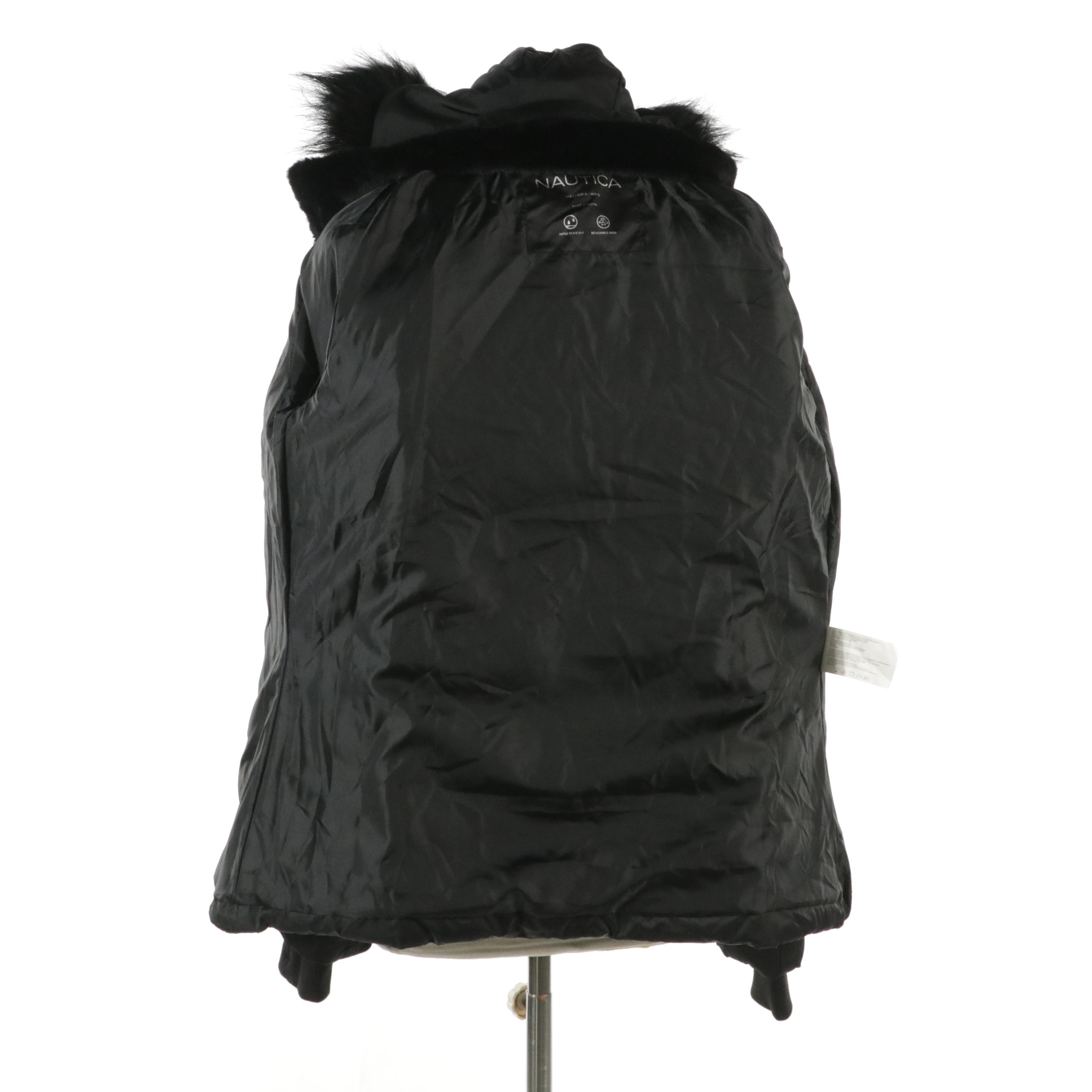 Nautica Hooded Puffer Jacket with Faux Fur Trim