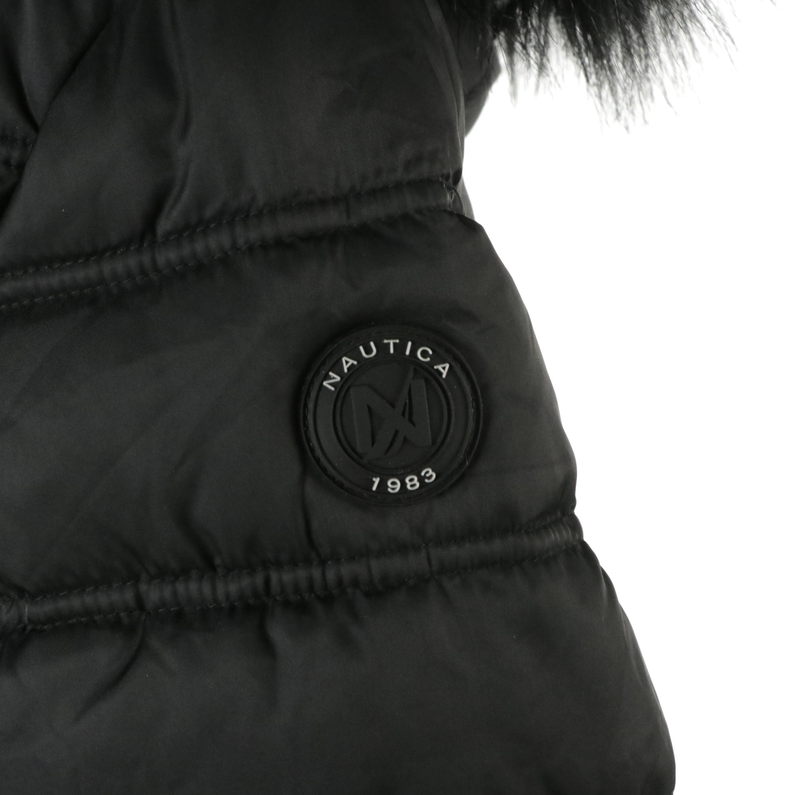 Nautica Hooded Puffer Jacket with Faux Fur Trim