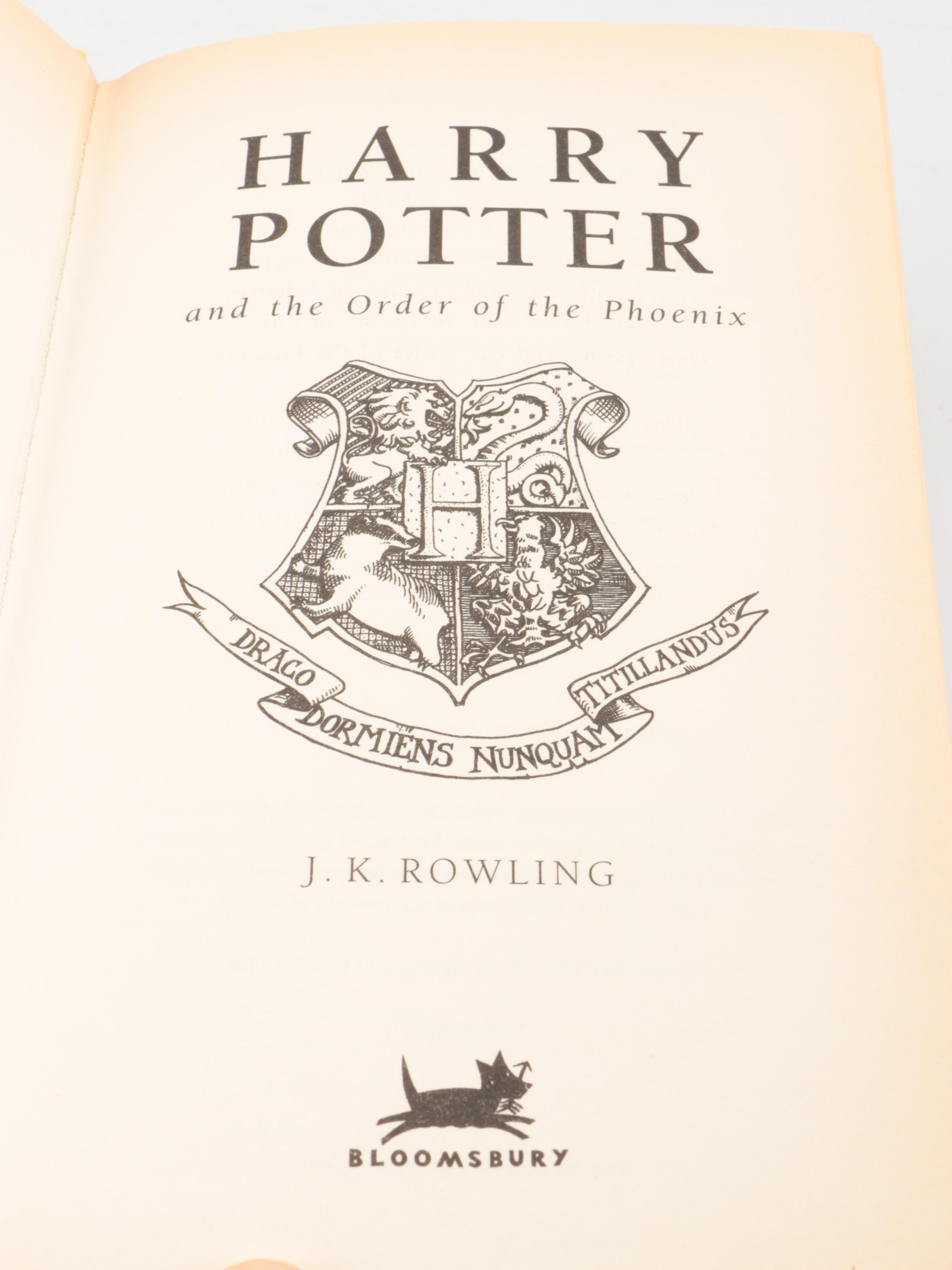 First UK Edition "Harry Potter and the Order of the Phoenix" by J. K. Rowling