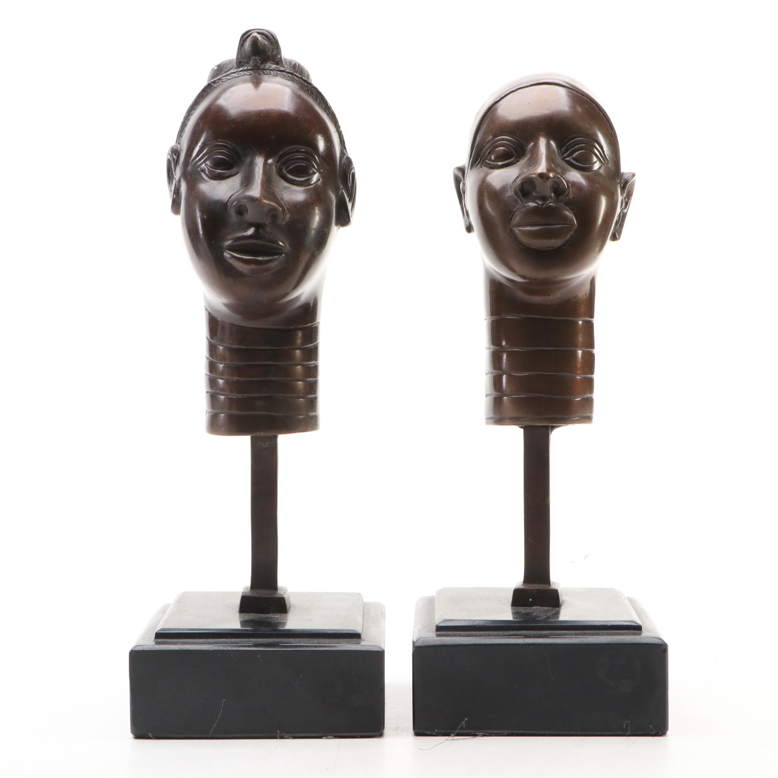 West African Benin Style Contemporary Warrior Busts
