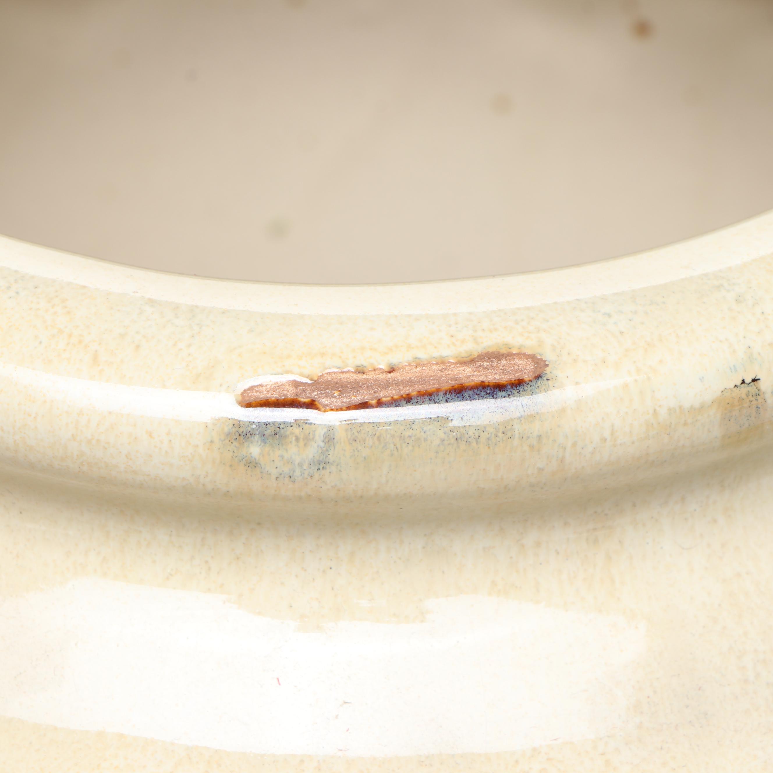 Embossed Foliage Cream Glaze Ceramic Vase