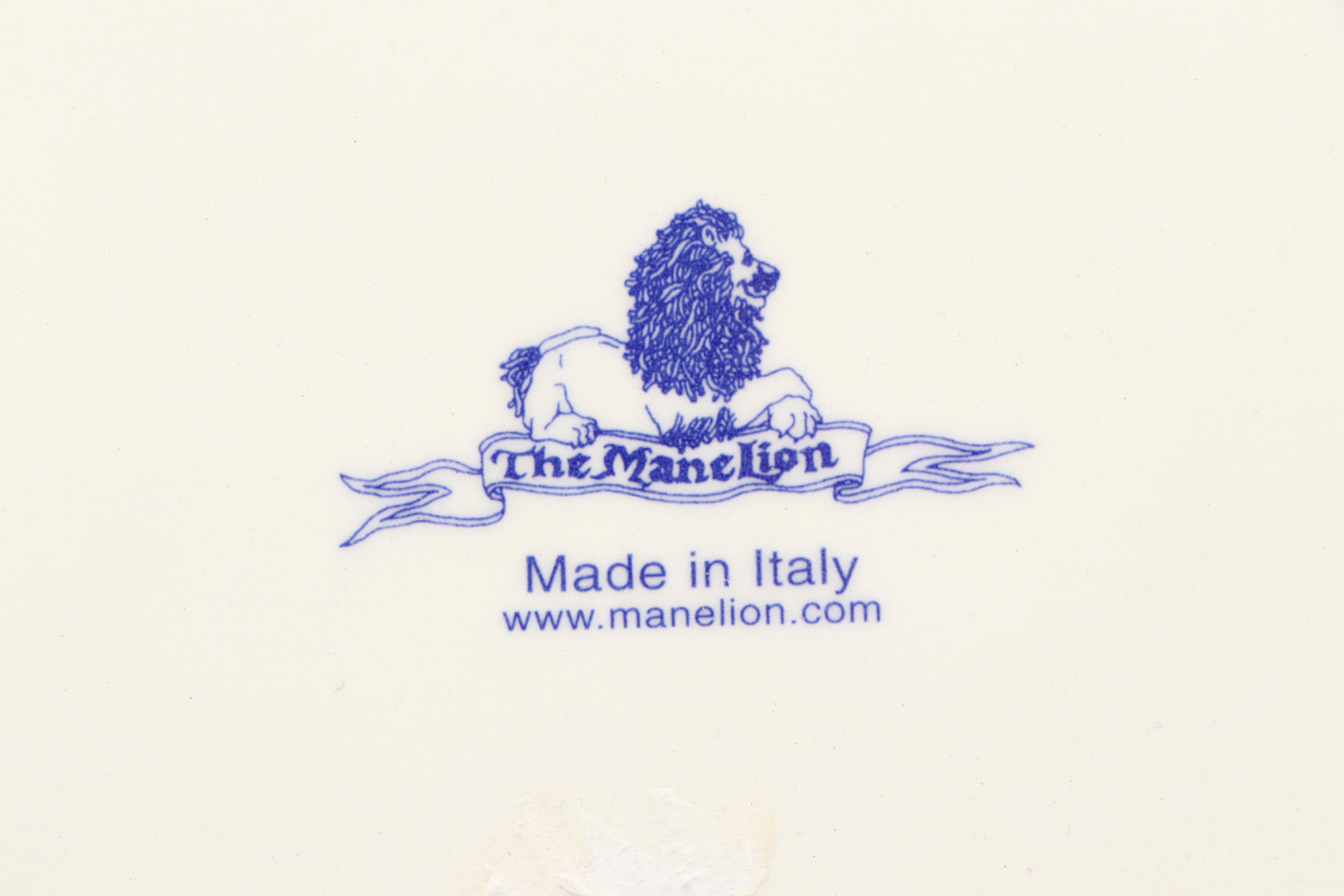 The Mane Lion Ceramic Tray with Glass Martini Glasses and Heart Ornaments