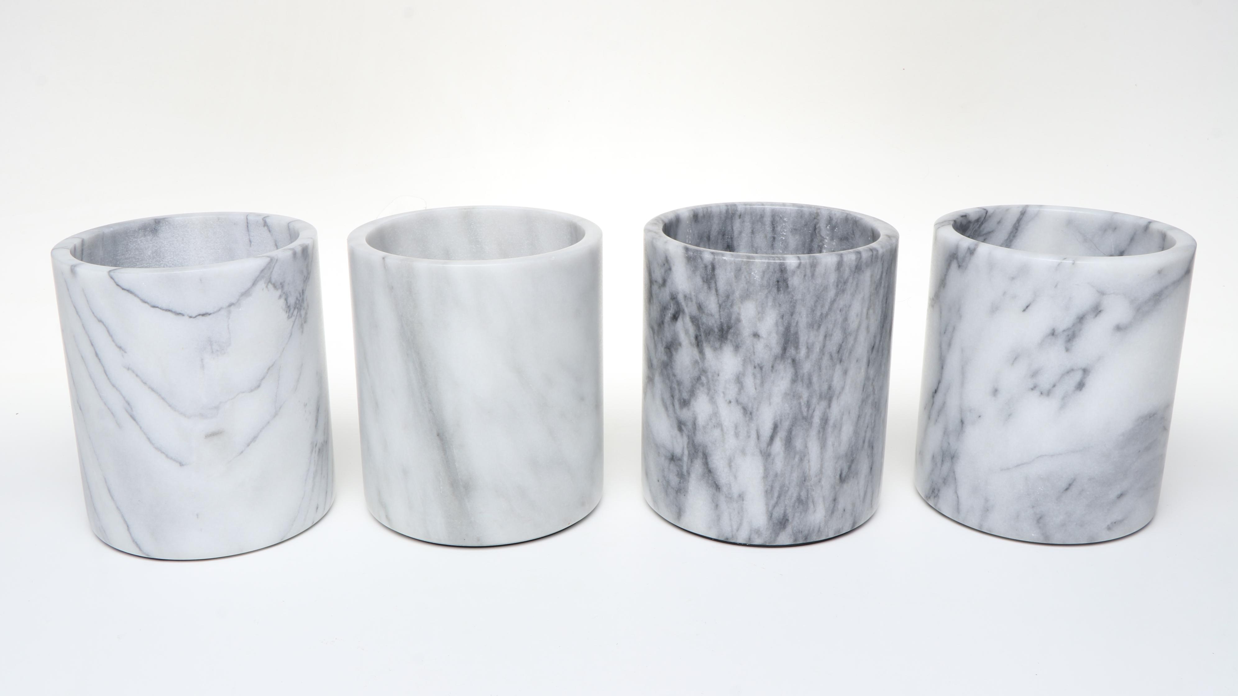 Crate & Barrel and Other Marble Cylindrical Planters