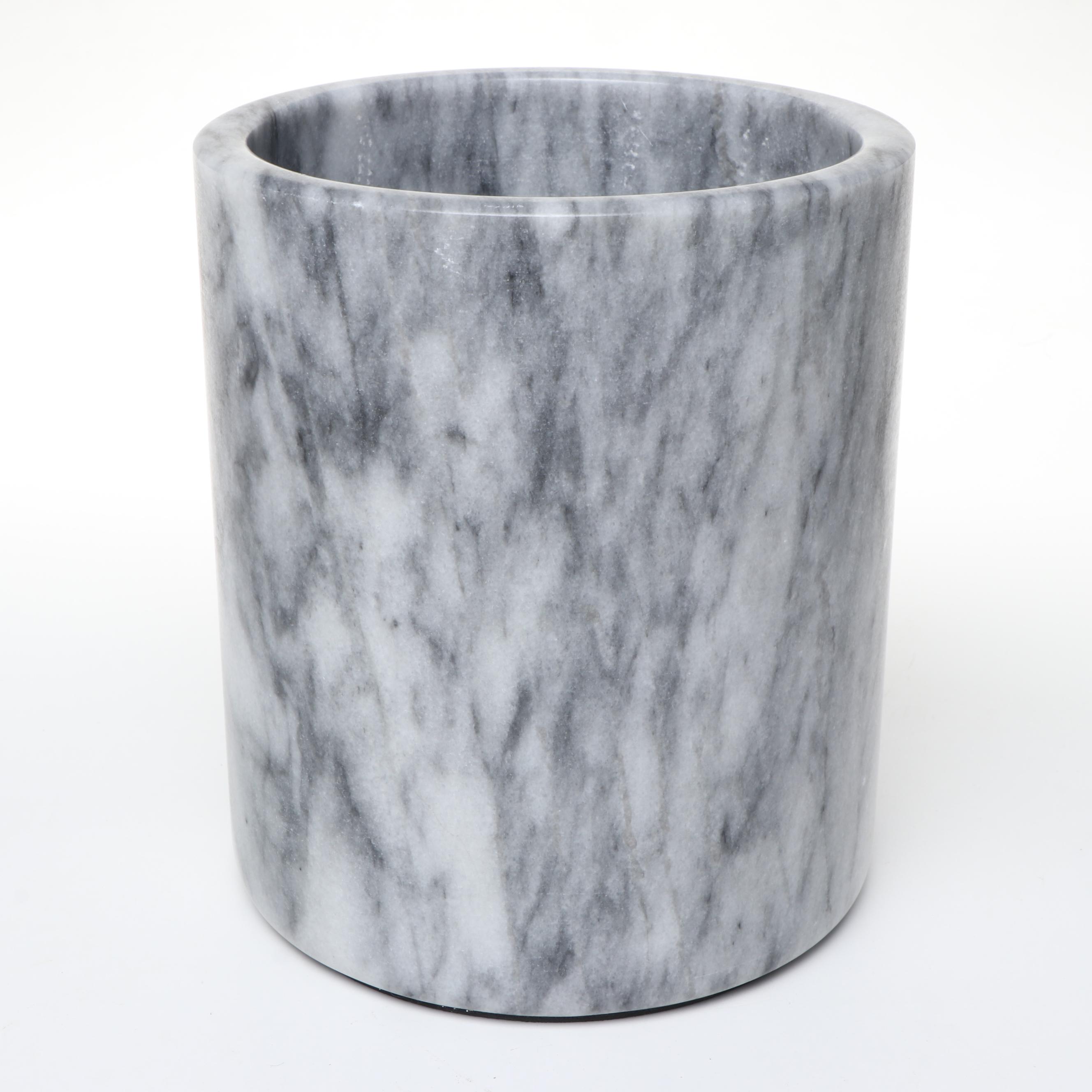 Crate & Barrel and Other Marble Cylindrical Planters