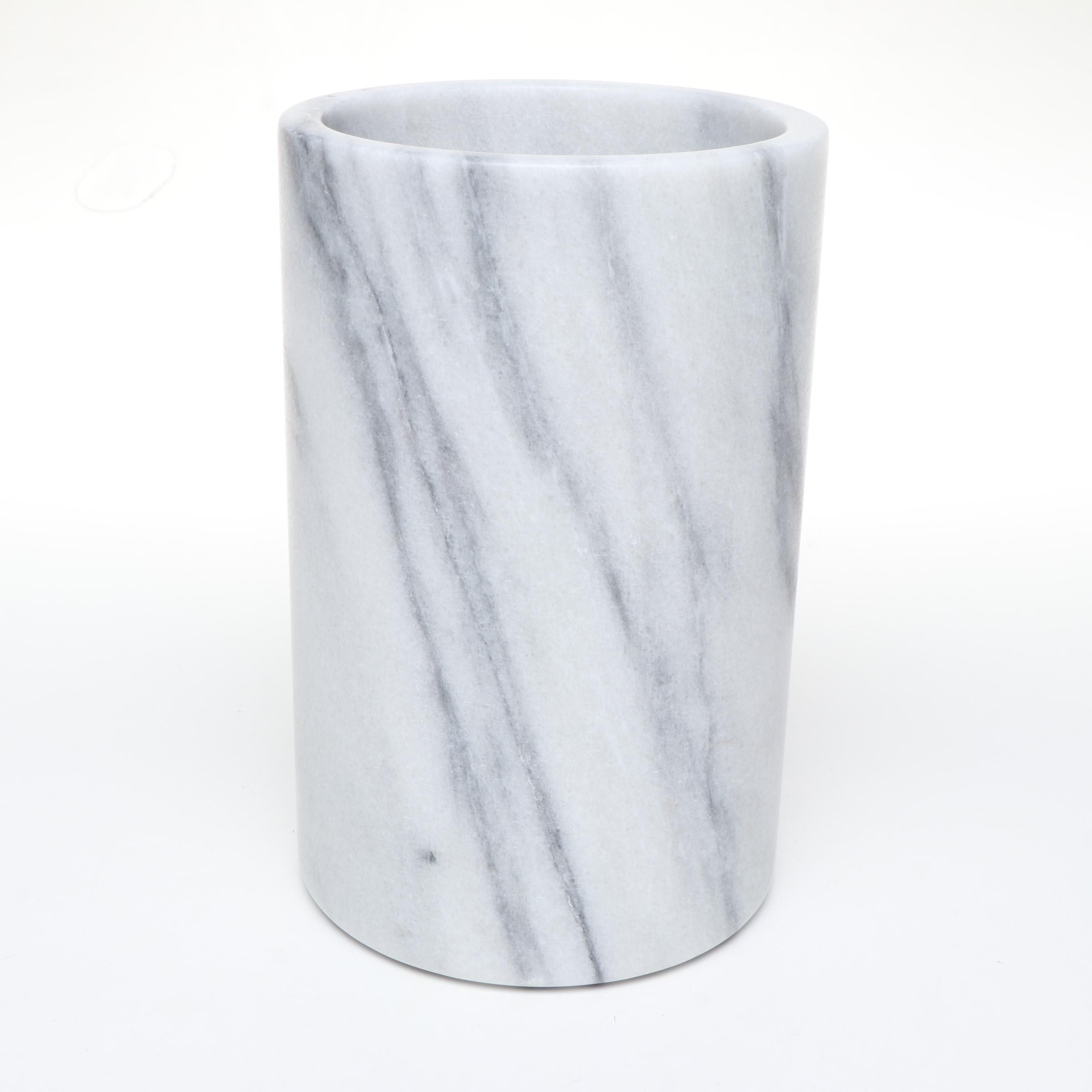 Crate & Barrel and Other Marble Cylindrical Planters