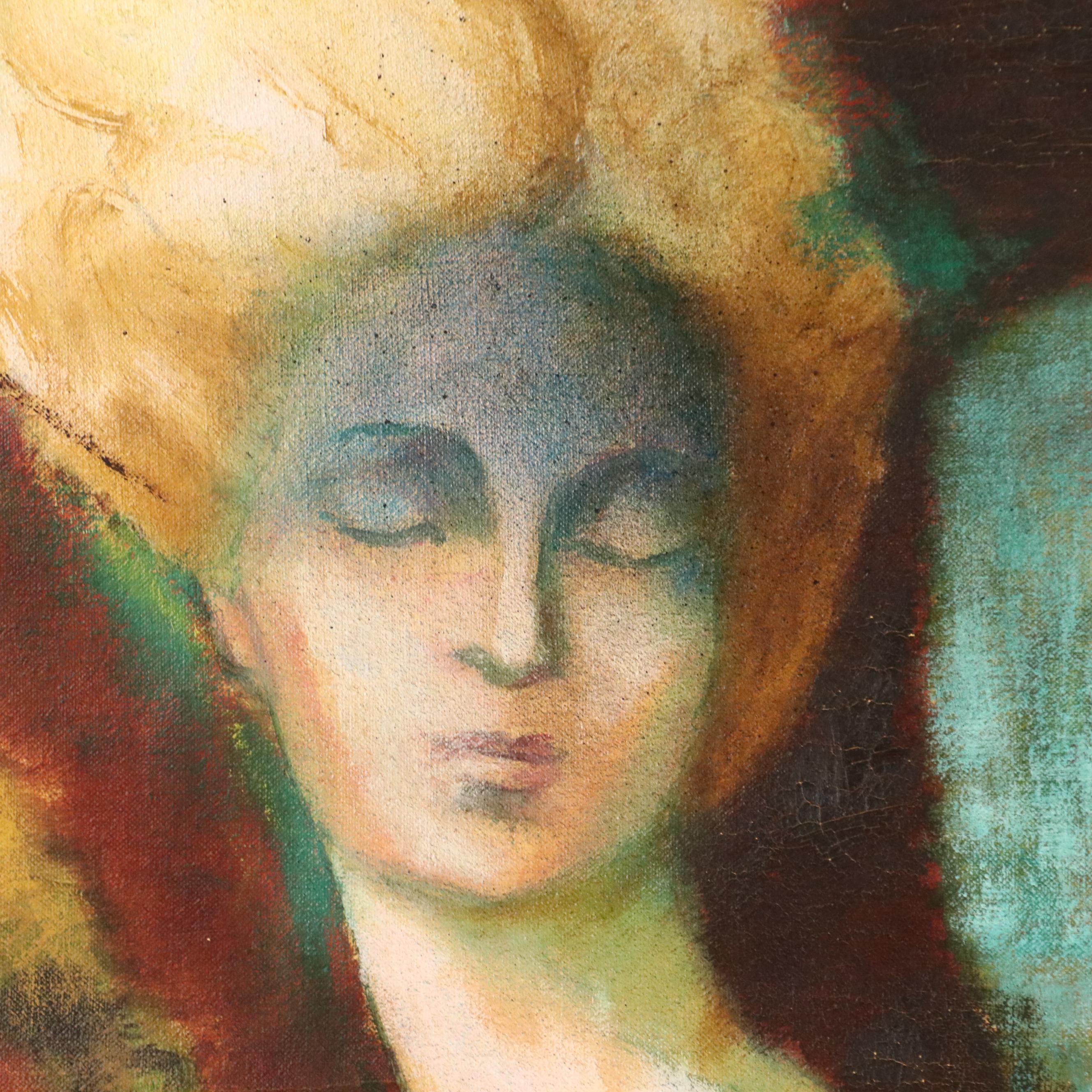 Whimsical Portrait Oil Painting, Late 20th Century/21st Century