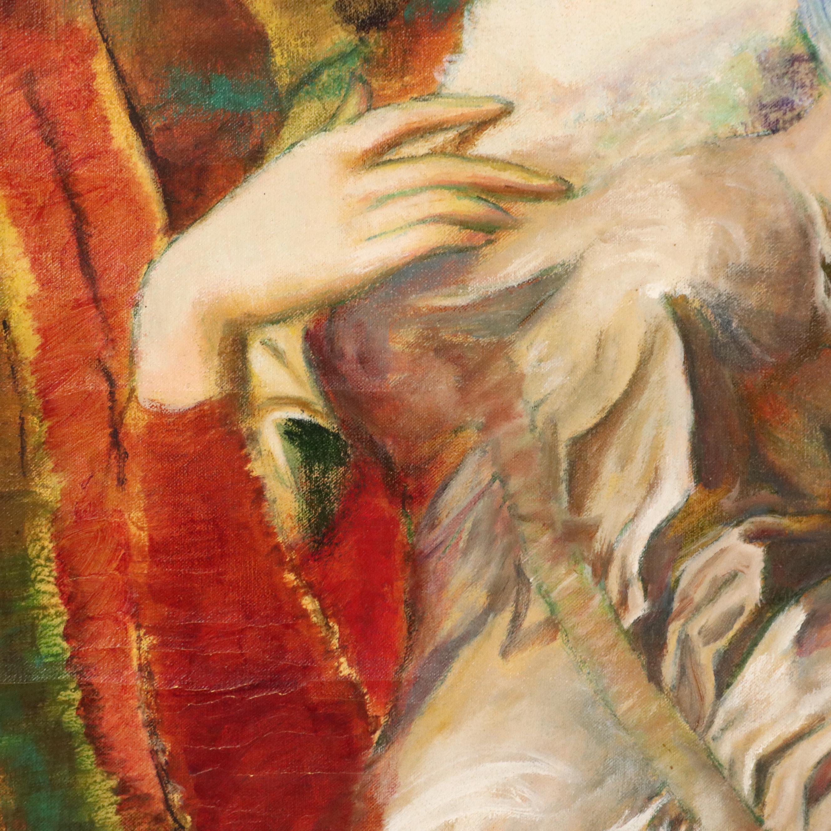 Whimsical Portrait Oil Painting, Late 20th Century/21st Century