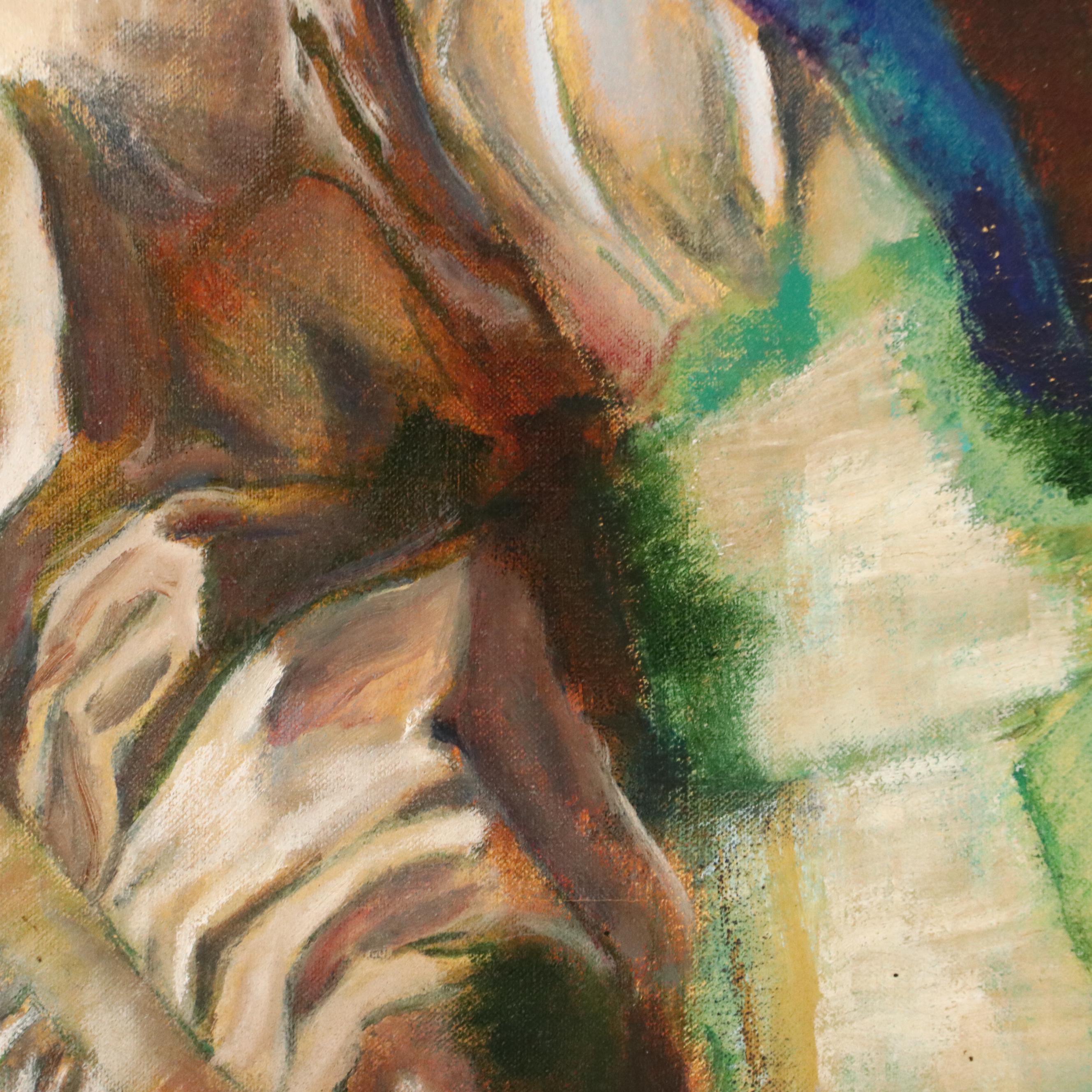 Whimsical Portrait Oil Painting, Late 20th Century/21st Century