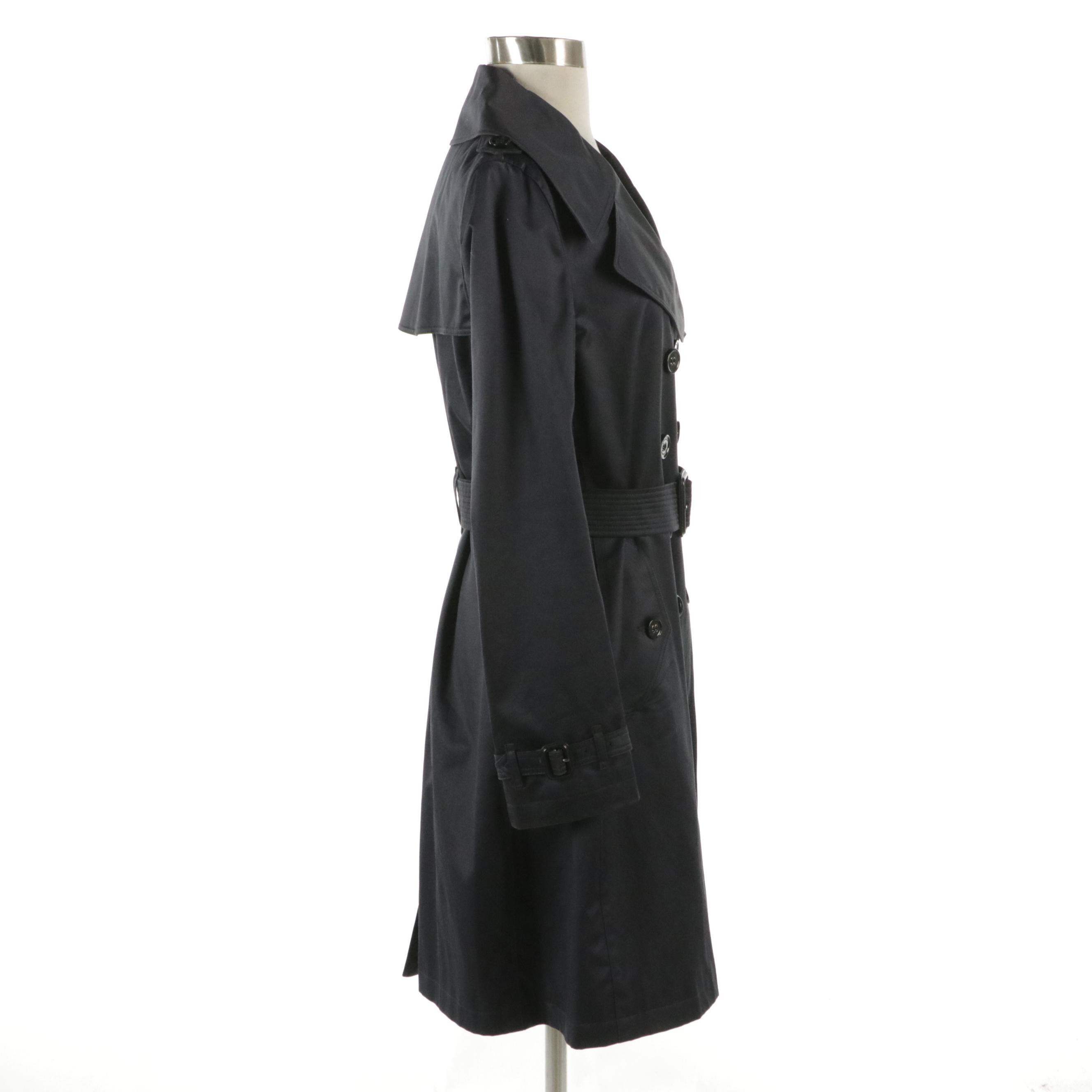 Burberry London Double-Breasted Trench Coat in Navy Cotton Sateen