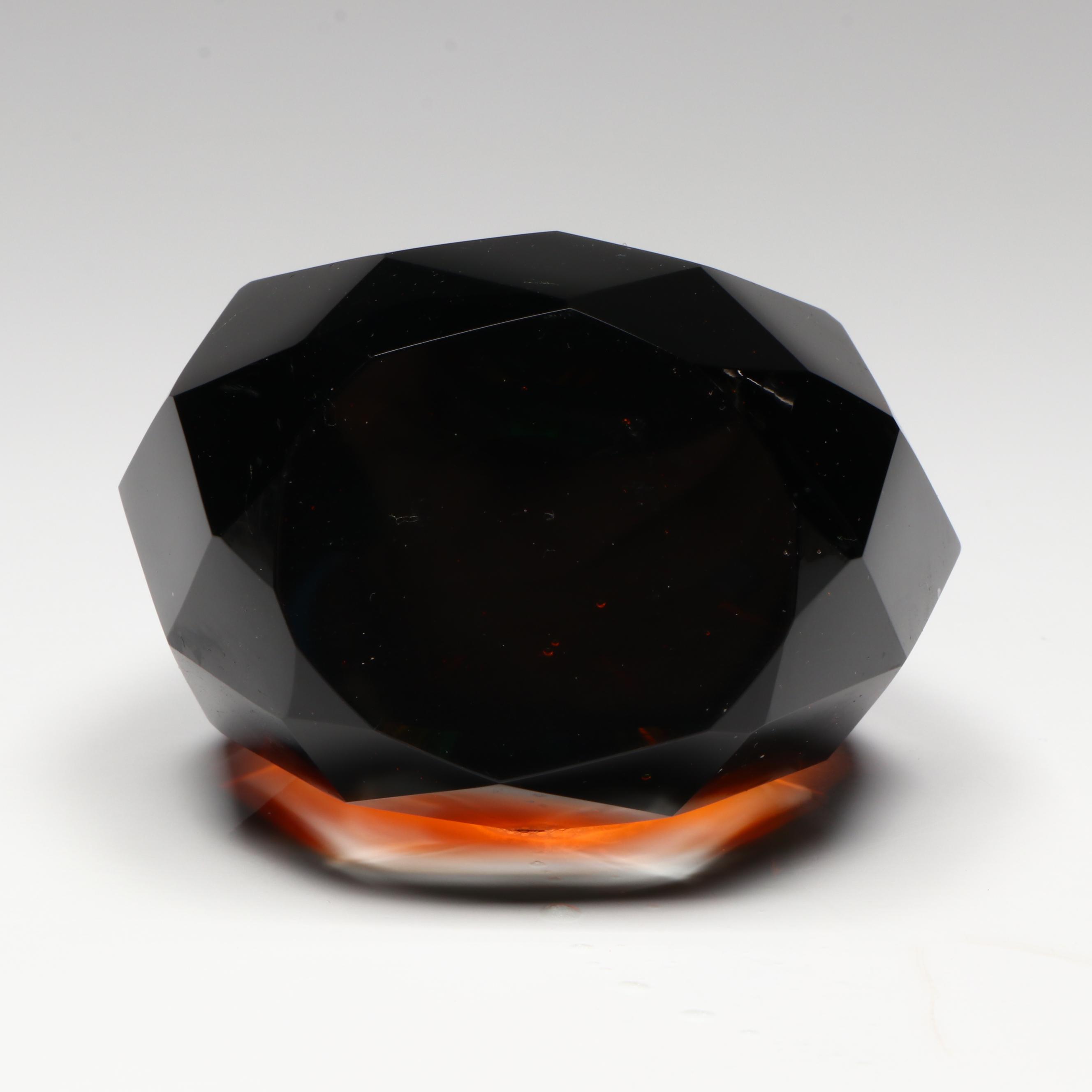 Murano Style Art Glass Peacock Feather Teardrop Paperweight